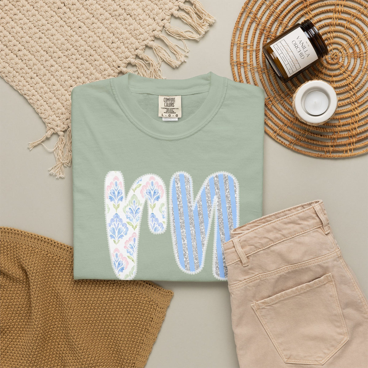 Retro 'RN' Floral Graphic T-Shirt — Garment-Dyed Casual Tee