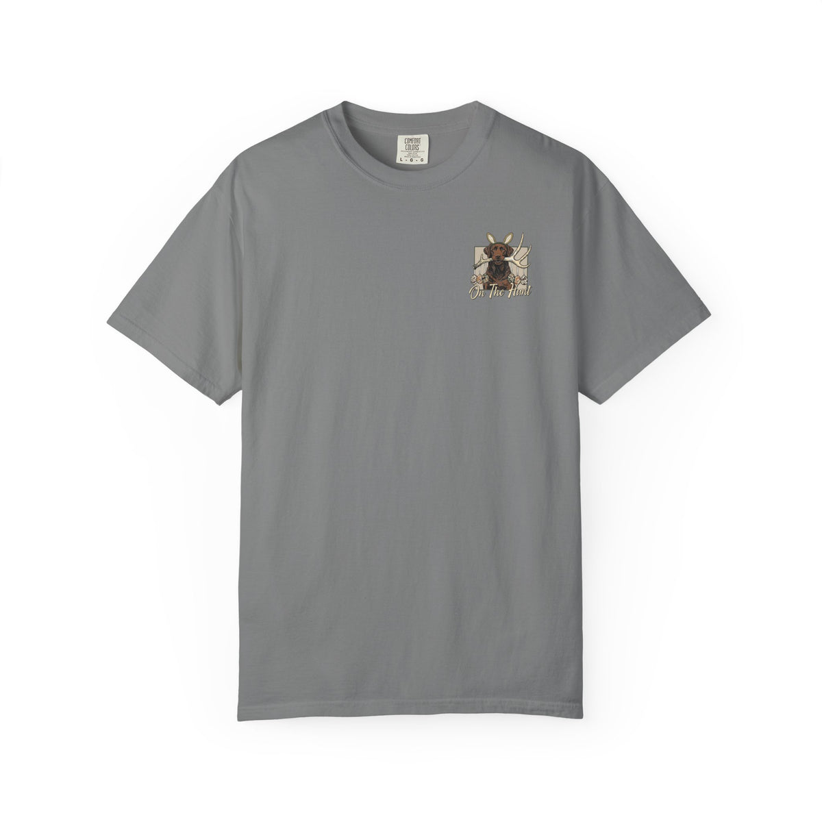 Landon's Easter Brown Lab Hunting Dog Graphic T-Shirt — "On The Hunt" Retro Antler Design