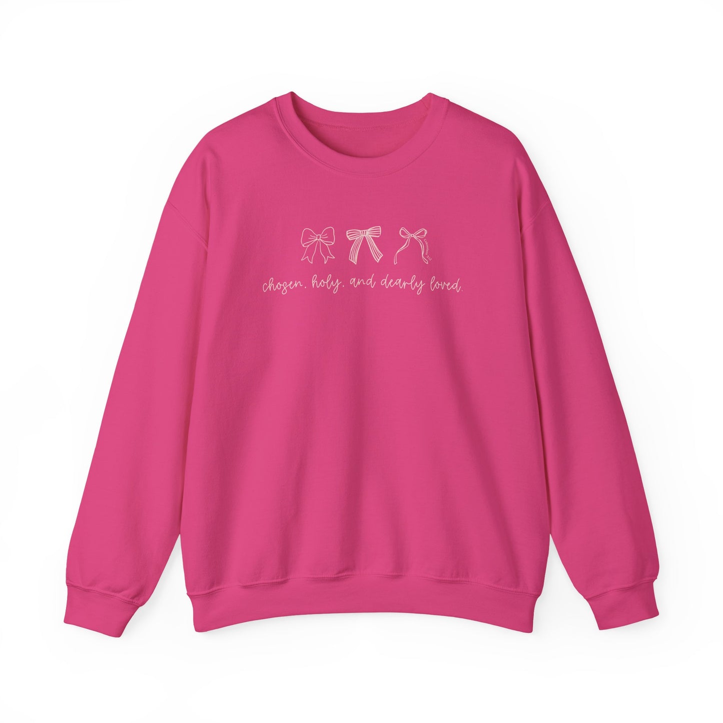 Chosen, Holy, & Dearly Loved Script Bows Crewneck Sweatshirt