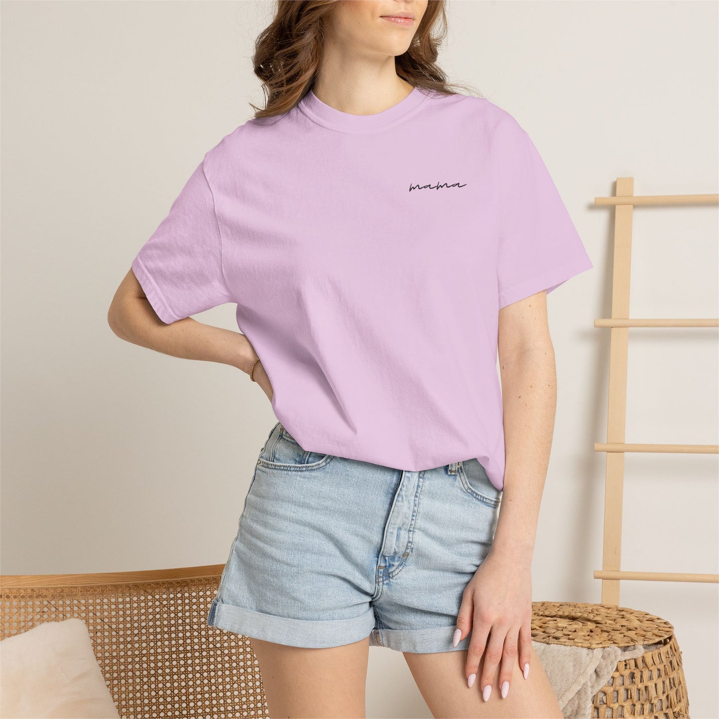 Mama Script Tee — Minimalist Embroidered "Mama" T-Shirt