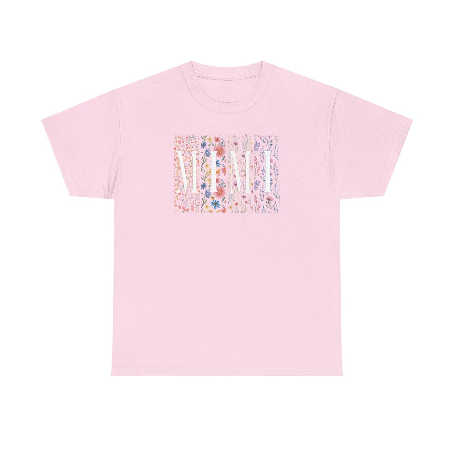 Floral Watercolor "Mimi" Striped Tee — Colorful Botanical Graphic T-Shirt