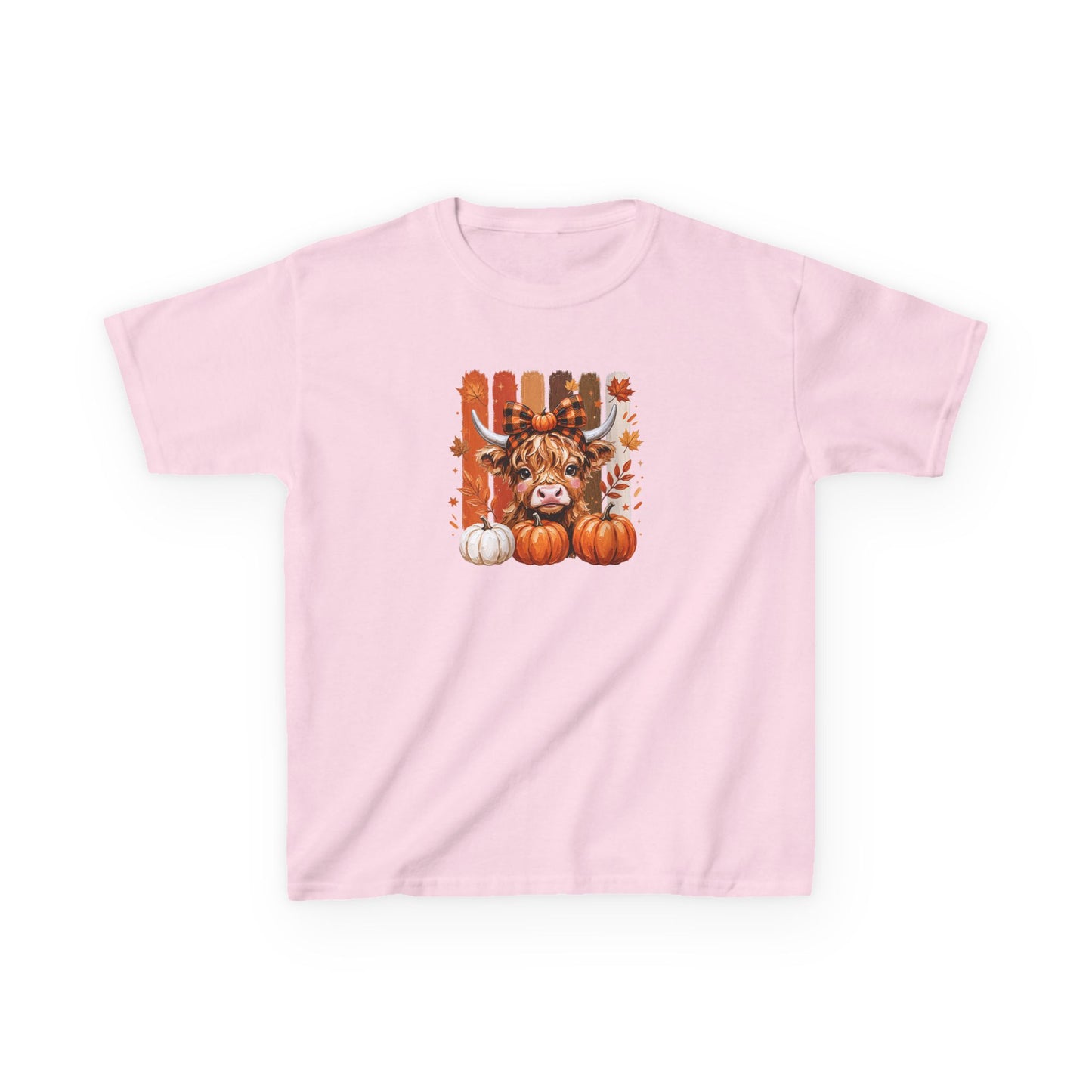 Kids Fall Cow Pumpkin T-Shirt