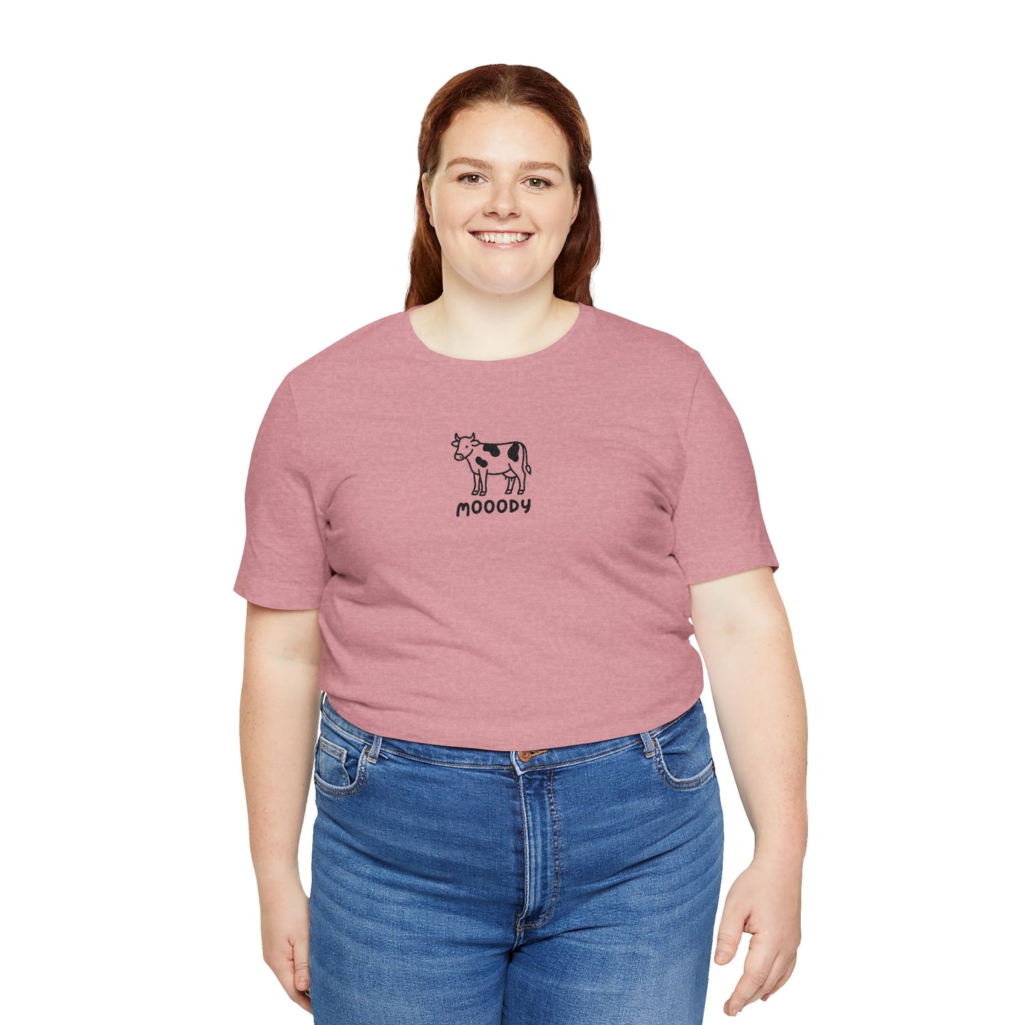 Cowpens Cow Tee – 'Mooody' Minimalist Embroidered Graphic T-Shirt