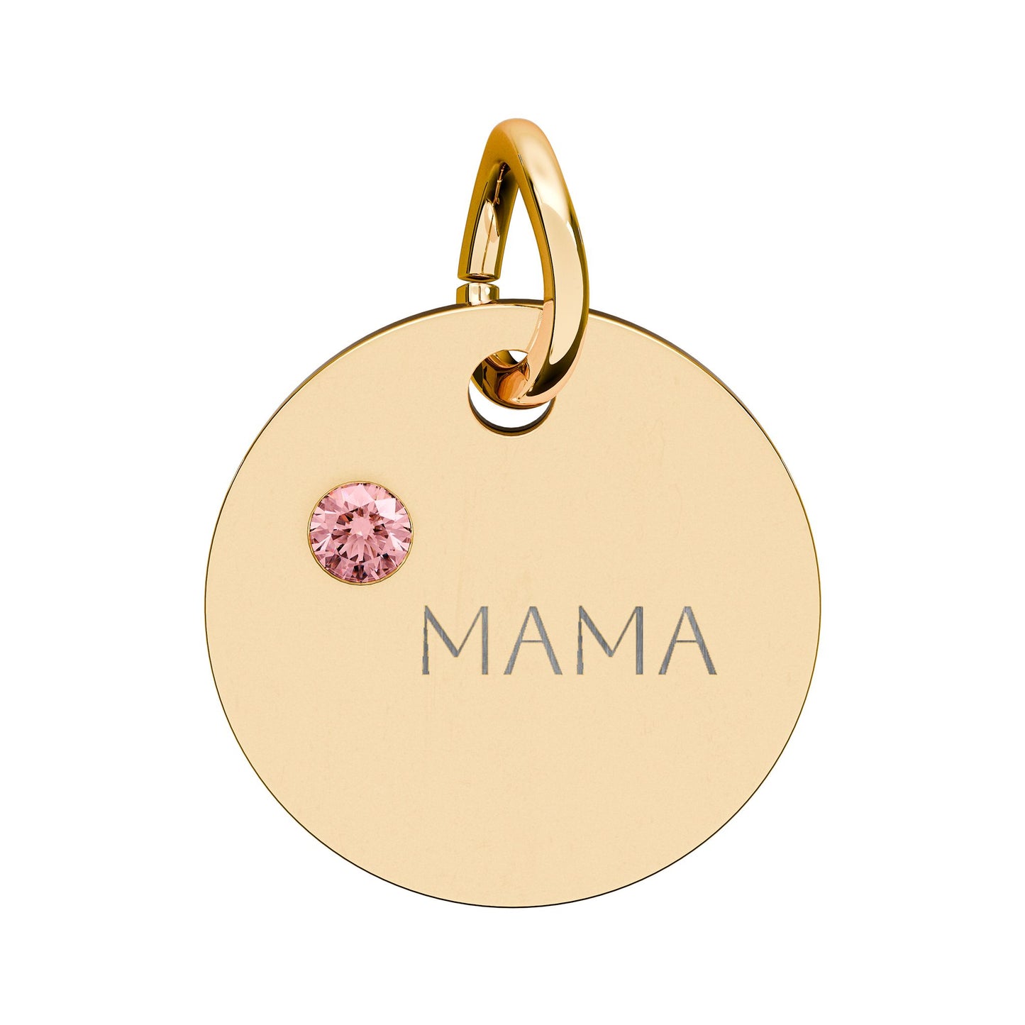 Engraved Birthstone Circle Charm 'MAMA' - Pendant Only
