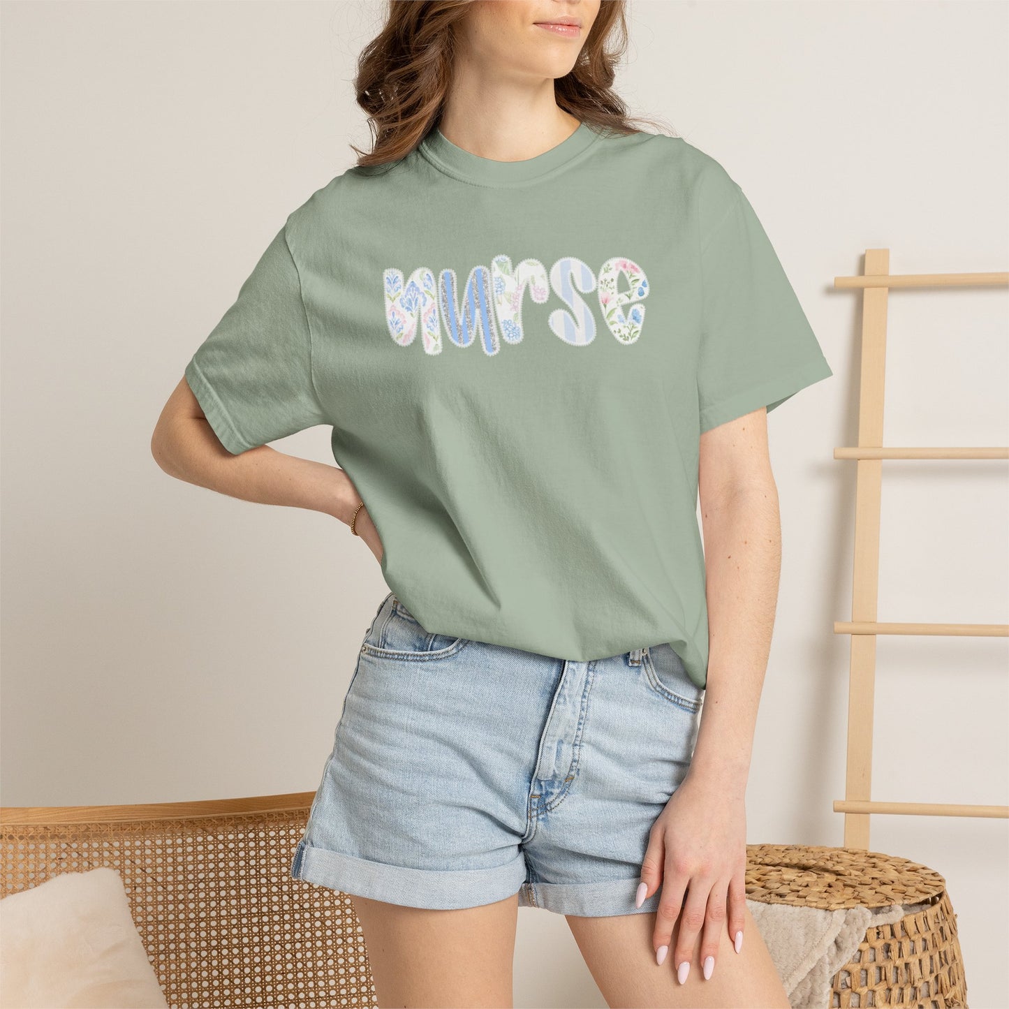 Nurse Floral Script T‑Shirt — Healthcare Appreciation