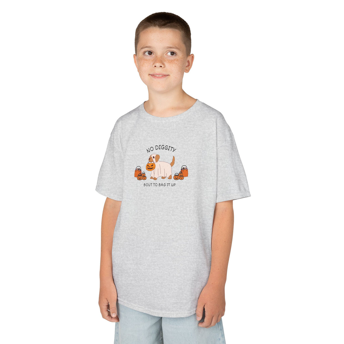 Kids T‑Shirt — "No Diggity" Puppy & Pumpkin Fall Tee