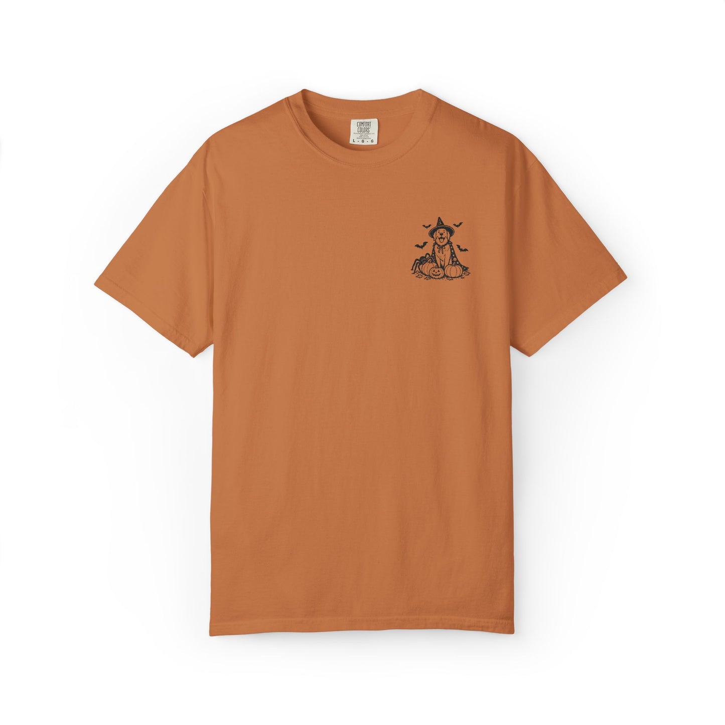 Pocket Spooky Golden Retriever Fall T-Shirt — Embroidered