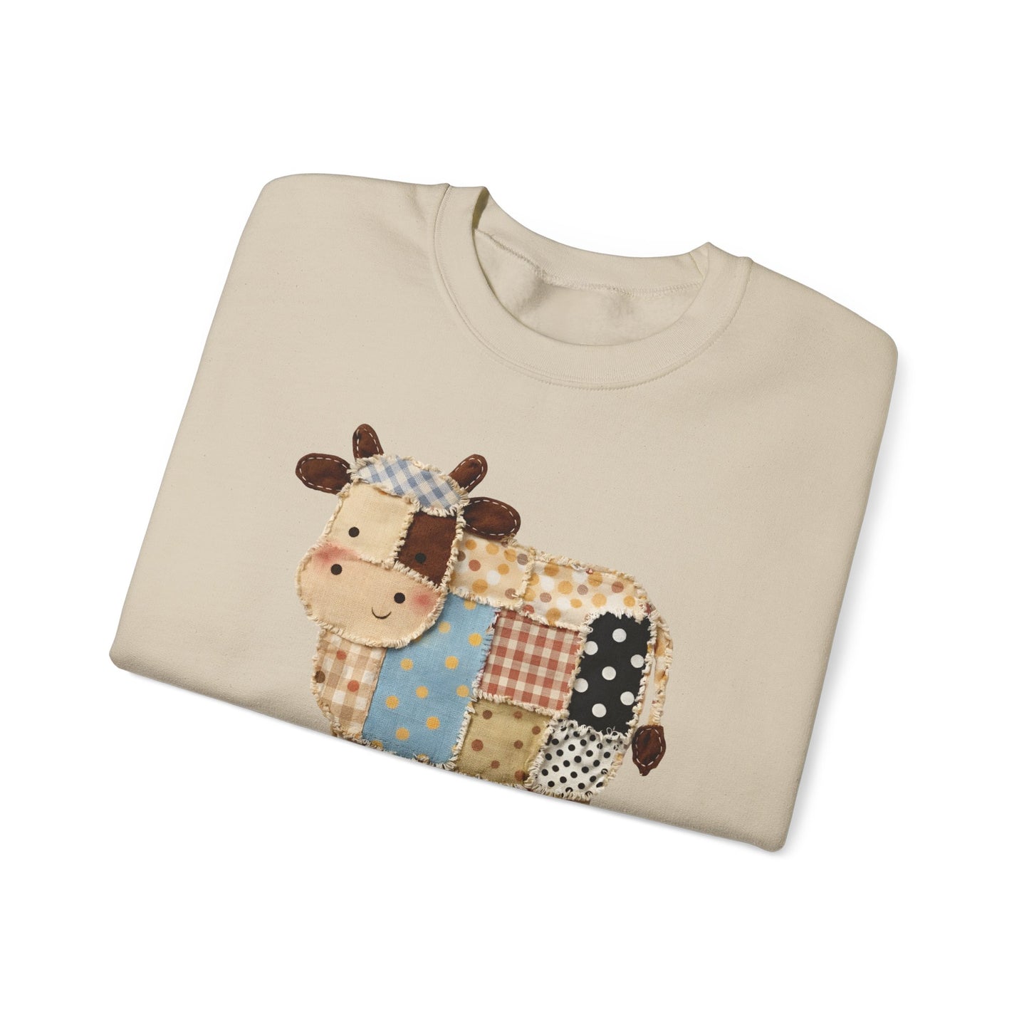 Patchwork Cow Print Sweatshirt — Cute Farm Animal Crewneck