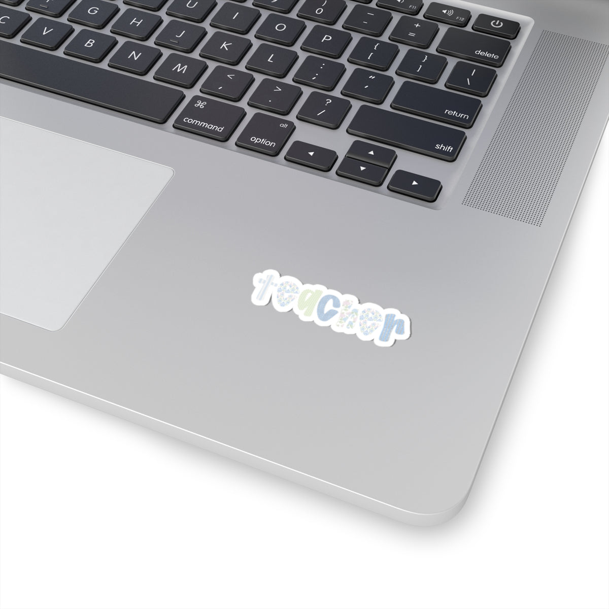 Teacher Kiss-Cut Sticker — Floral Pastel Laptop Decal for Educators