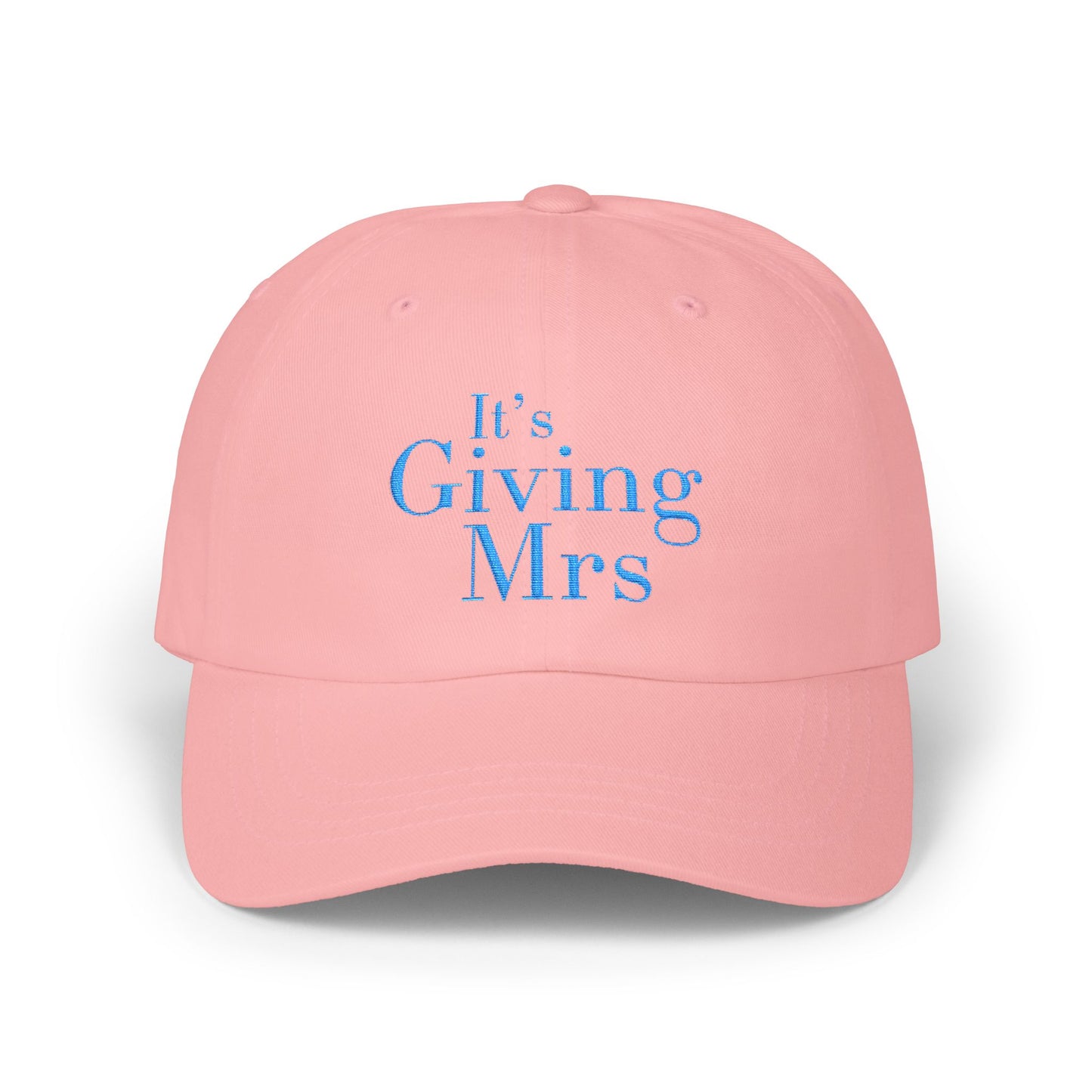 Dad Cap — "It's Giving Mrs" Embroidered White Baseball Hat