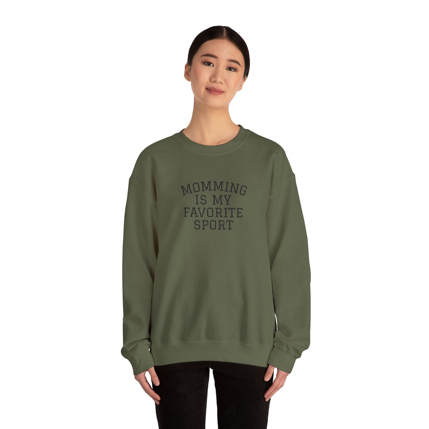 Momming Is My Favorite Sport Embroidered Sweatshirt
