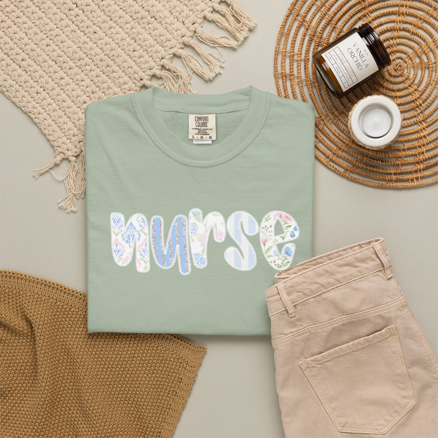 Nurse Floral Script T‑Shirt — Healthcare Appreciation
