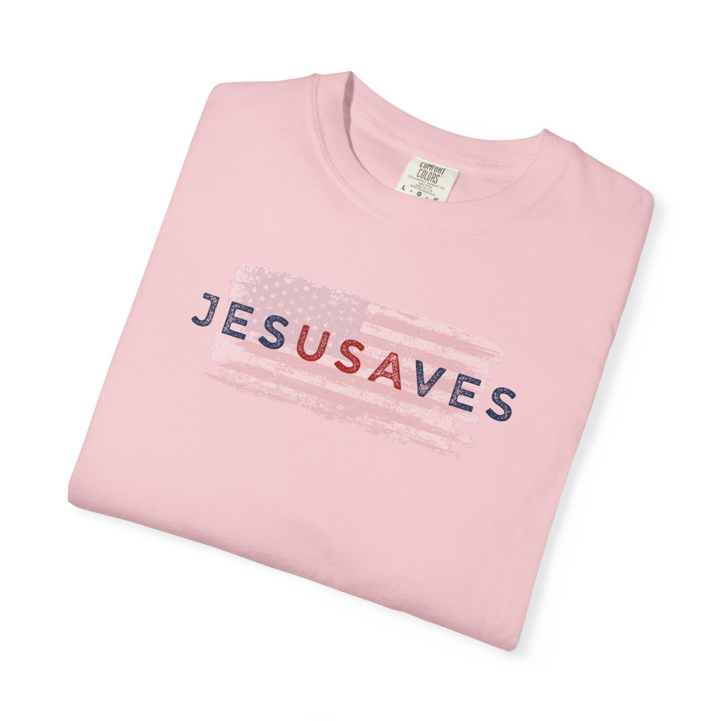 Jesus Saves T‑Shirt — Patriotic Faith Graphic Tee