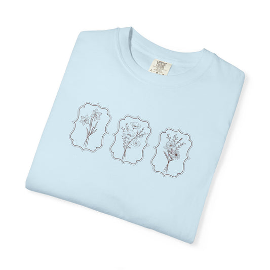 Botanical Line Art T-Shirt — Floral Minimalist Tee