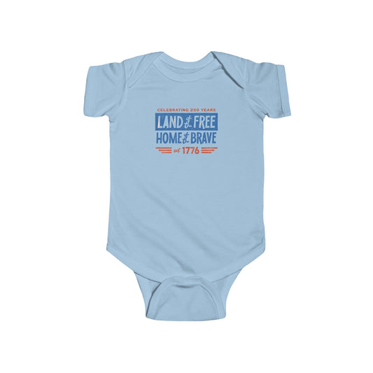 Patriotic "Land of the Free, Home of the Brave" Infant Bodysuit