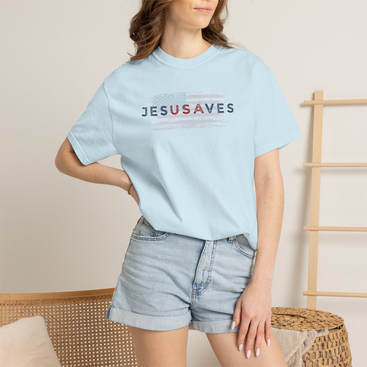 Jesus Saves T‑Shirt — Patriotic Faith Graphic Tee