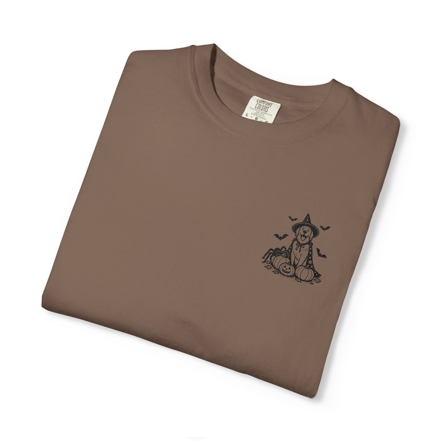 Pocket Spooky Golden Retriever Fall T-Shirt — Embroidered