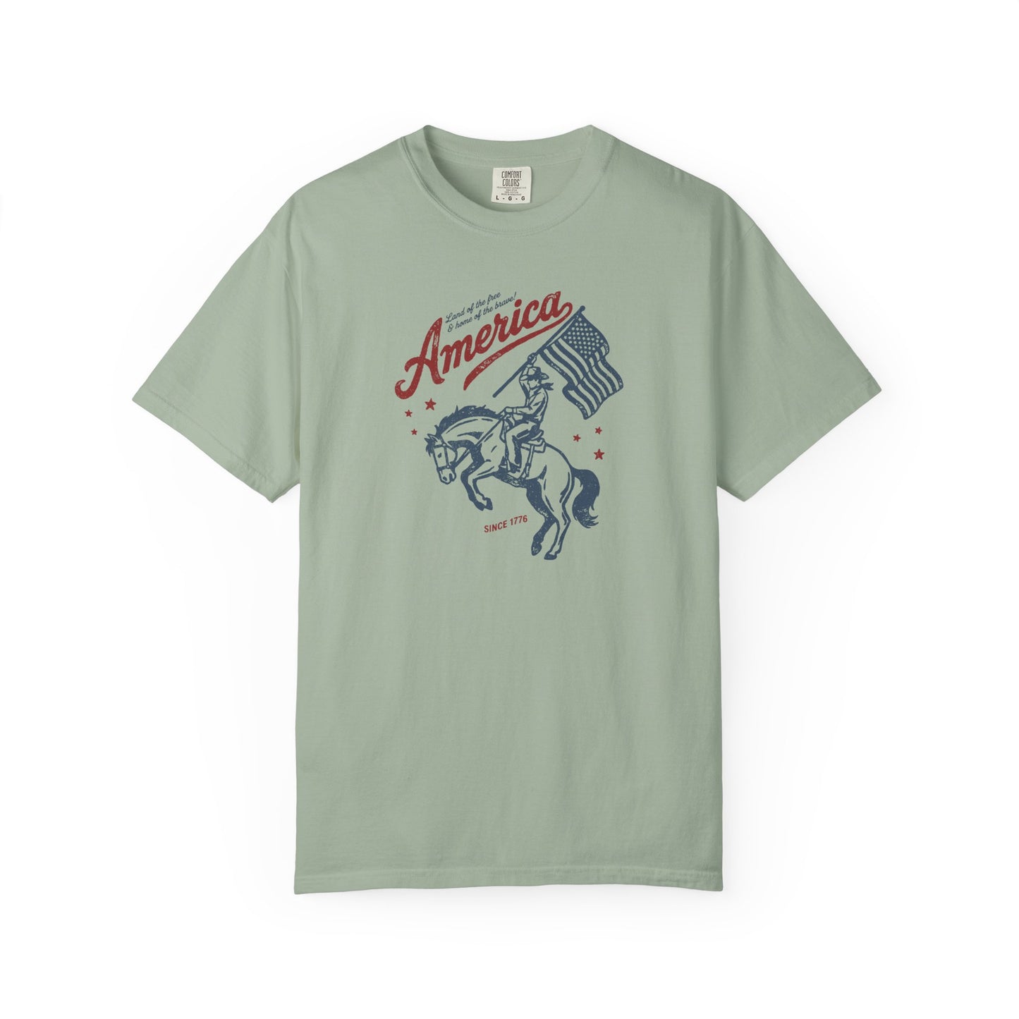 America Cowboy Flag T-Shirt – Retro Patriotic Rodeo Tee