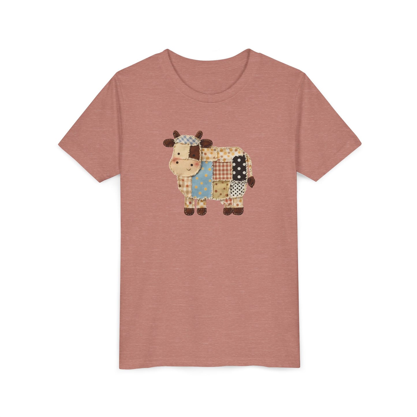 Kids Cow Patchwork Print T-Shirt – Cute Patchwork Calf Graphic Youth Tee