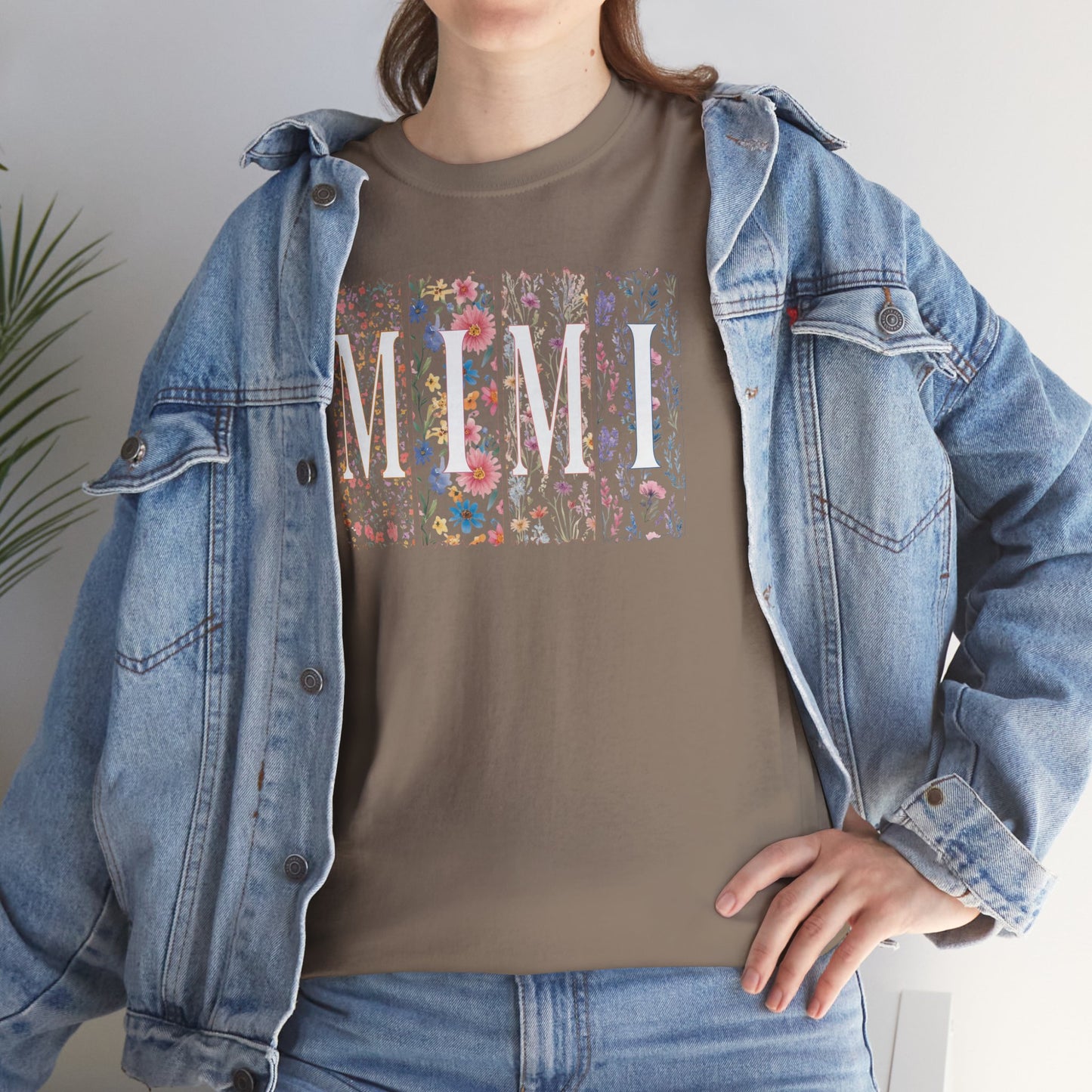 Floral Watercolor "Mimi" Striped Tee — Colorful Botanical Graphic T-Shirt
