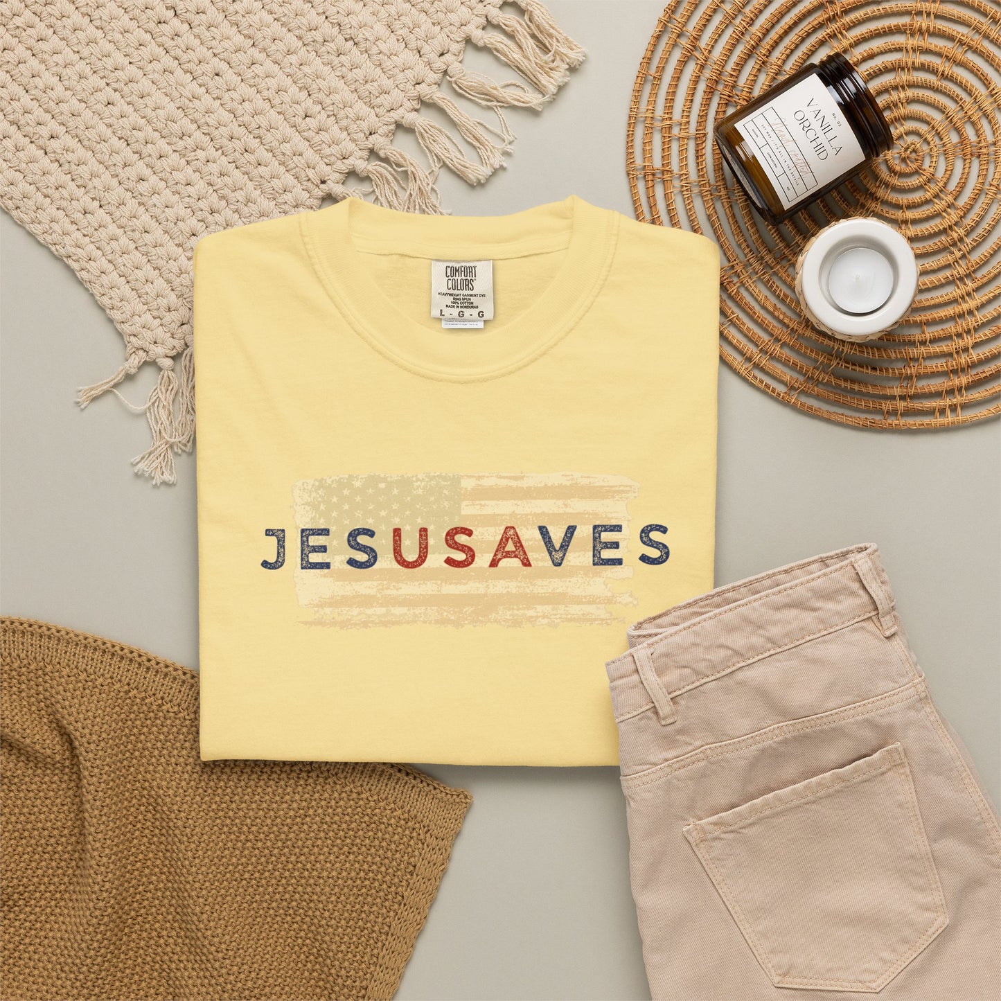 Jesus Saves T‑Shirt — Patriotic Faith Graphic Tee