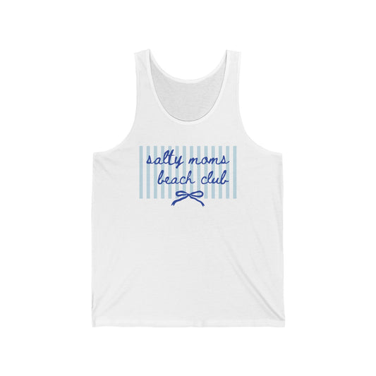 Salty Moms Beach Club Tank Top — Nautical Striped Summer Tank