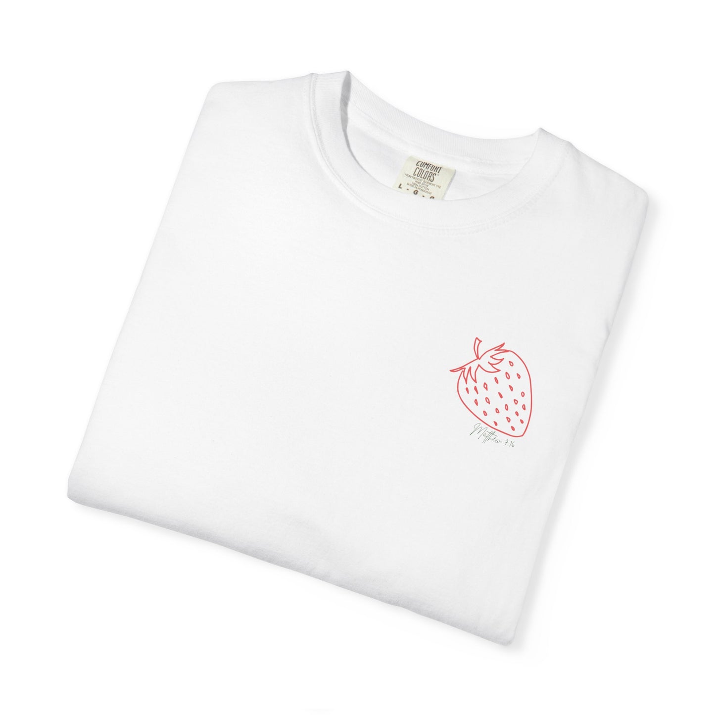 Strawberry Sketch T-Shirt — 'Matthew 7:16 Fruit' Graphic Tee