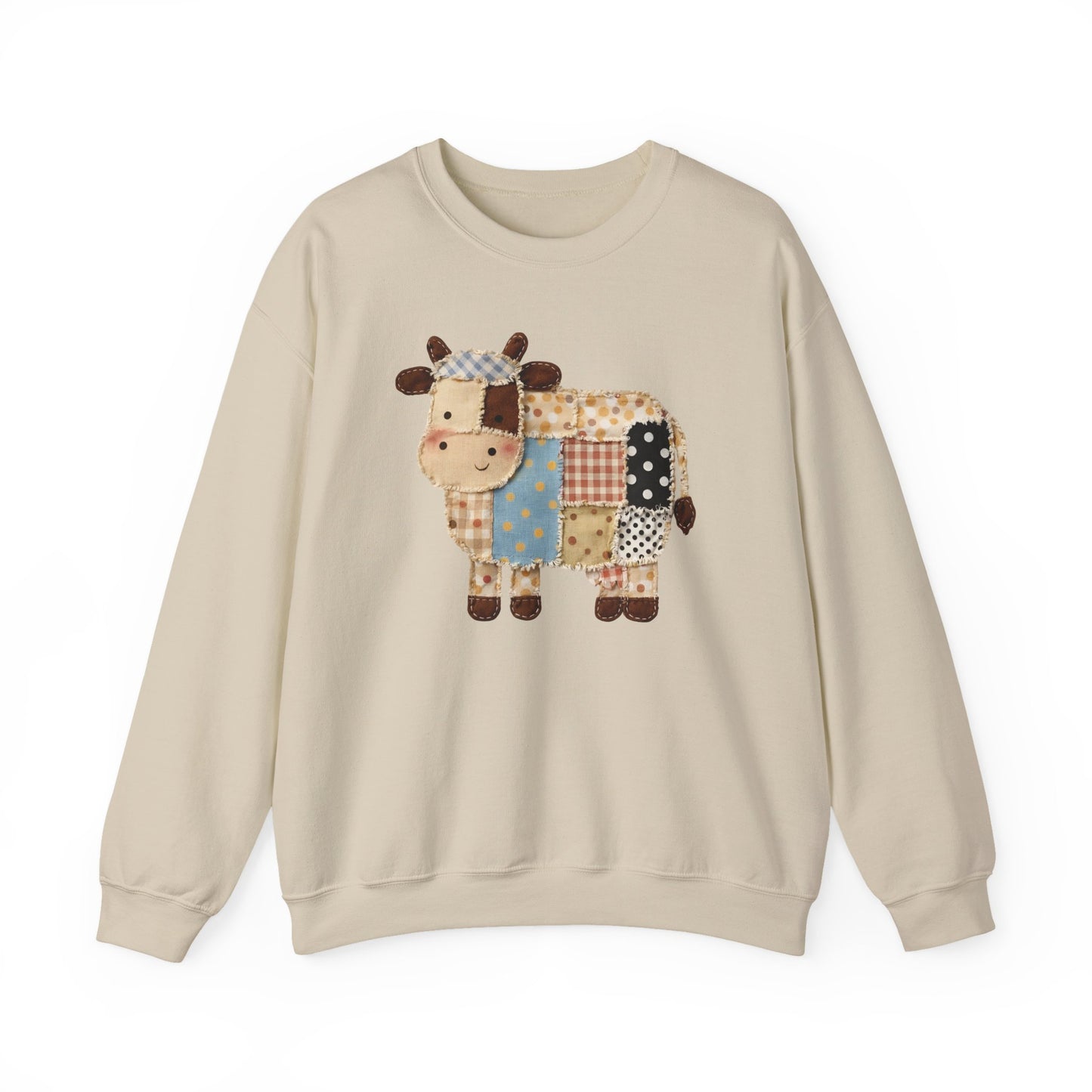 Patchwork Cow Print Sweatshirt — Cute Farm Animal Crewneck