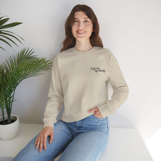 Minimal 'Dogs Are My Therapy' Crewneck Embroidered Sweatshirt