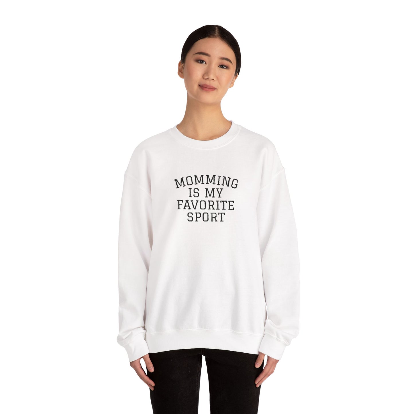 Momming Is My Favorite Sport Embroidered Sweatshirt