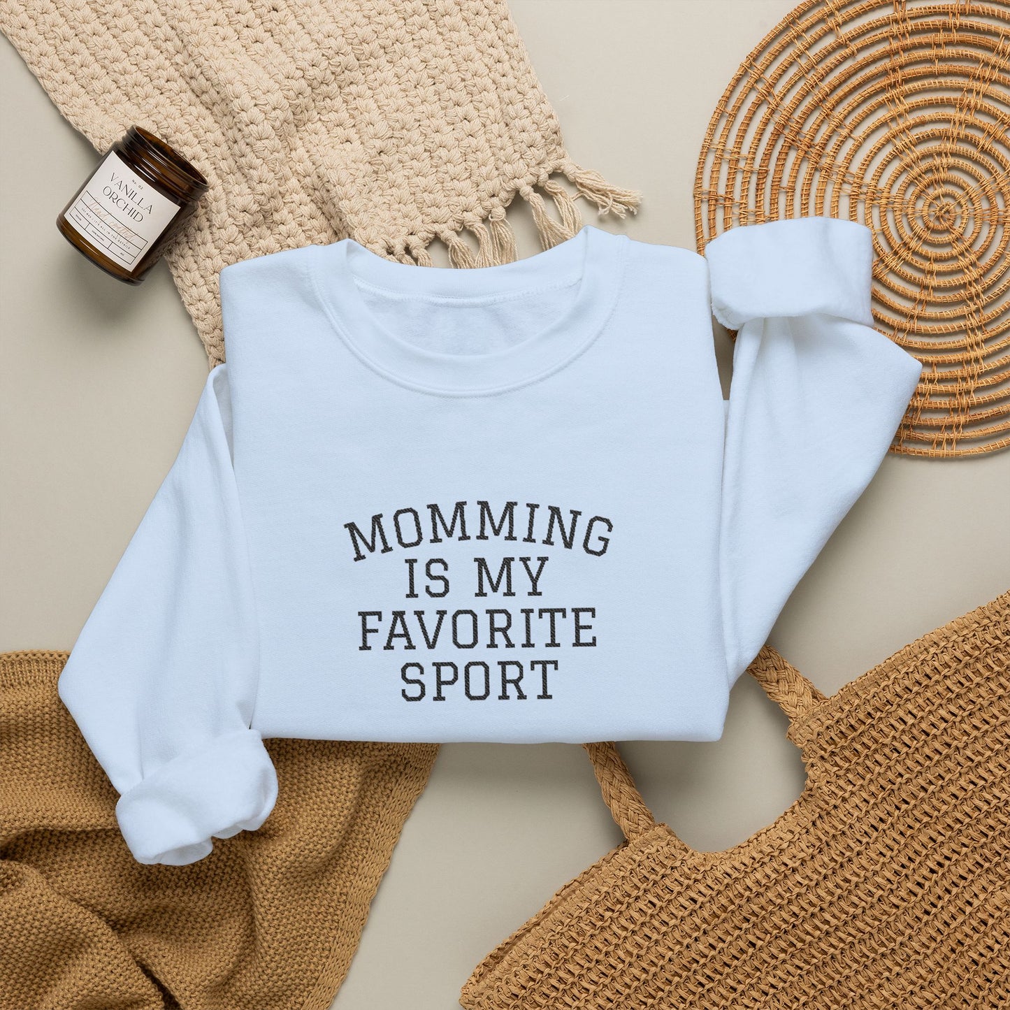 Momming Is My Favorite Sport Embroidered Sweatshirt