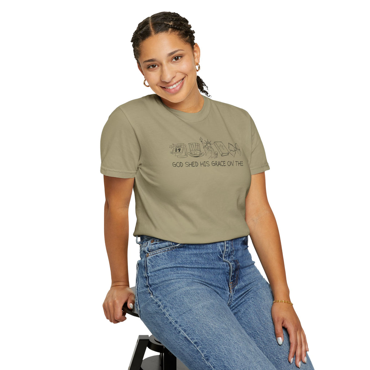 Graphic T-Shirt — 'God Shed His Grace On Thee' Minimal Line Art
