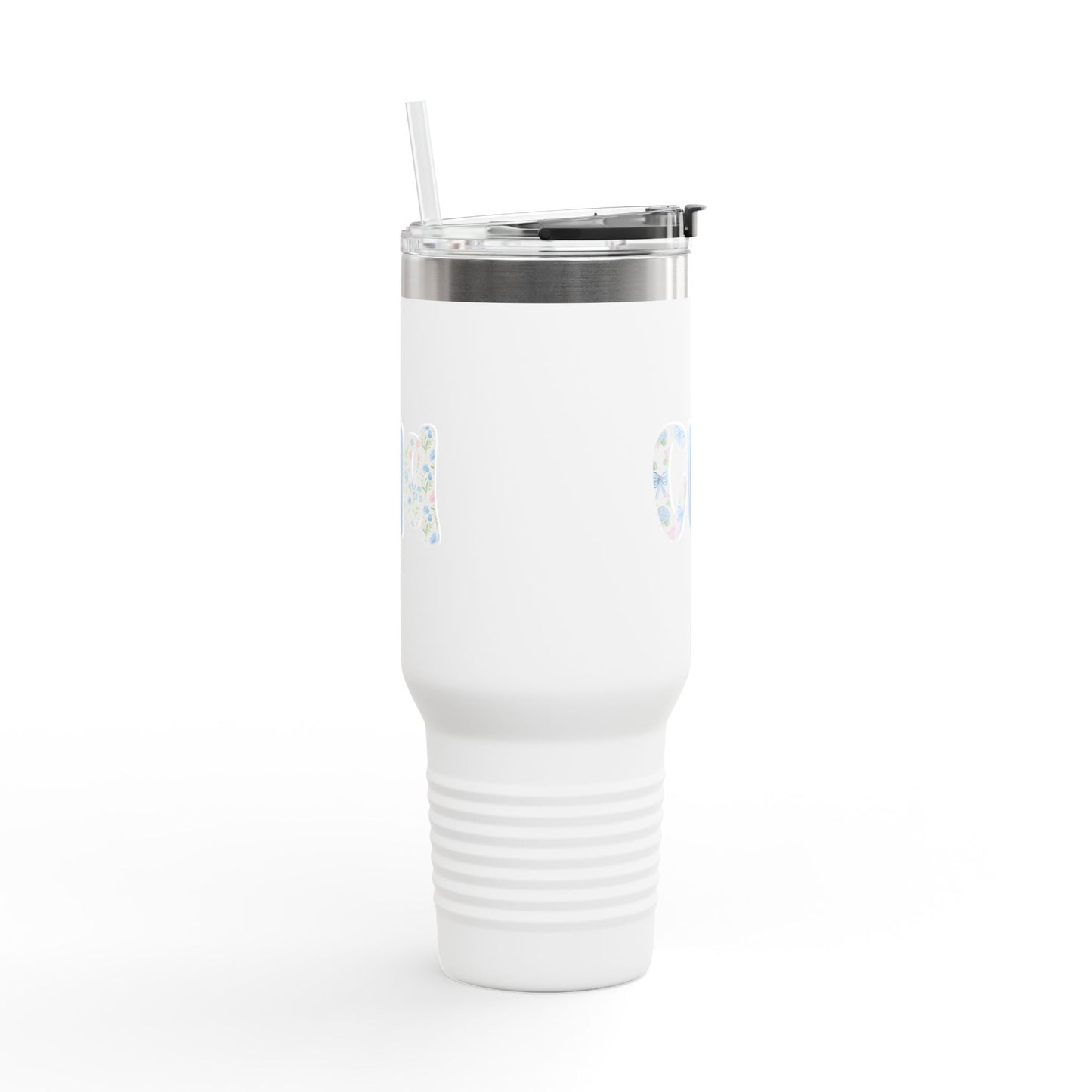 40oz Insulated Travel Mug — Floral Monogram 'CNA' Tumbler with Handle (Keeps Drinks Hot & Cold)