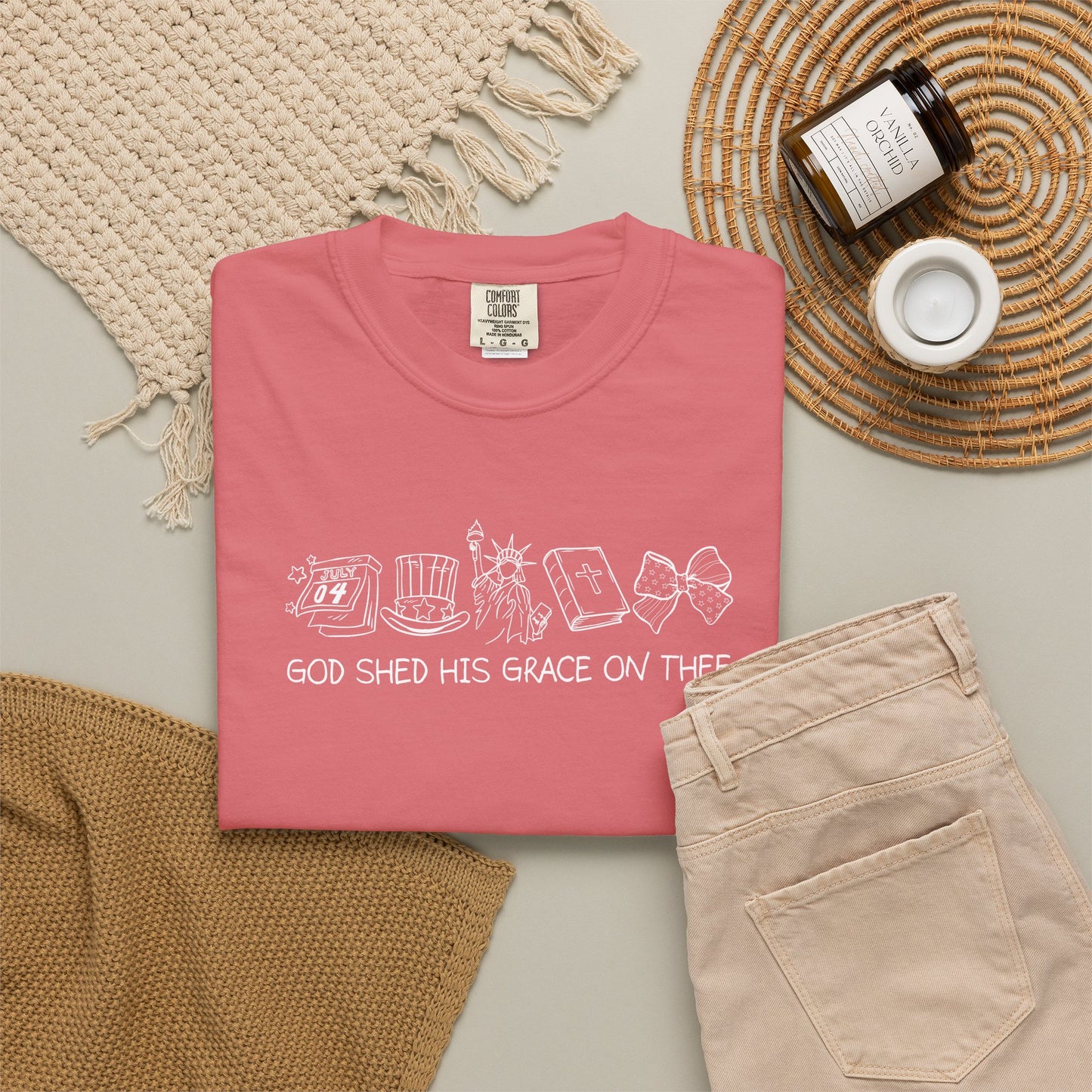 Graphic T-Shirt — 'God Shed His Grace On Thee' Minimal Line Art
