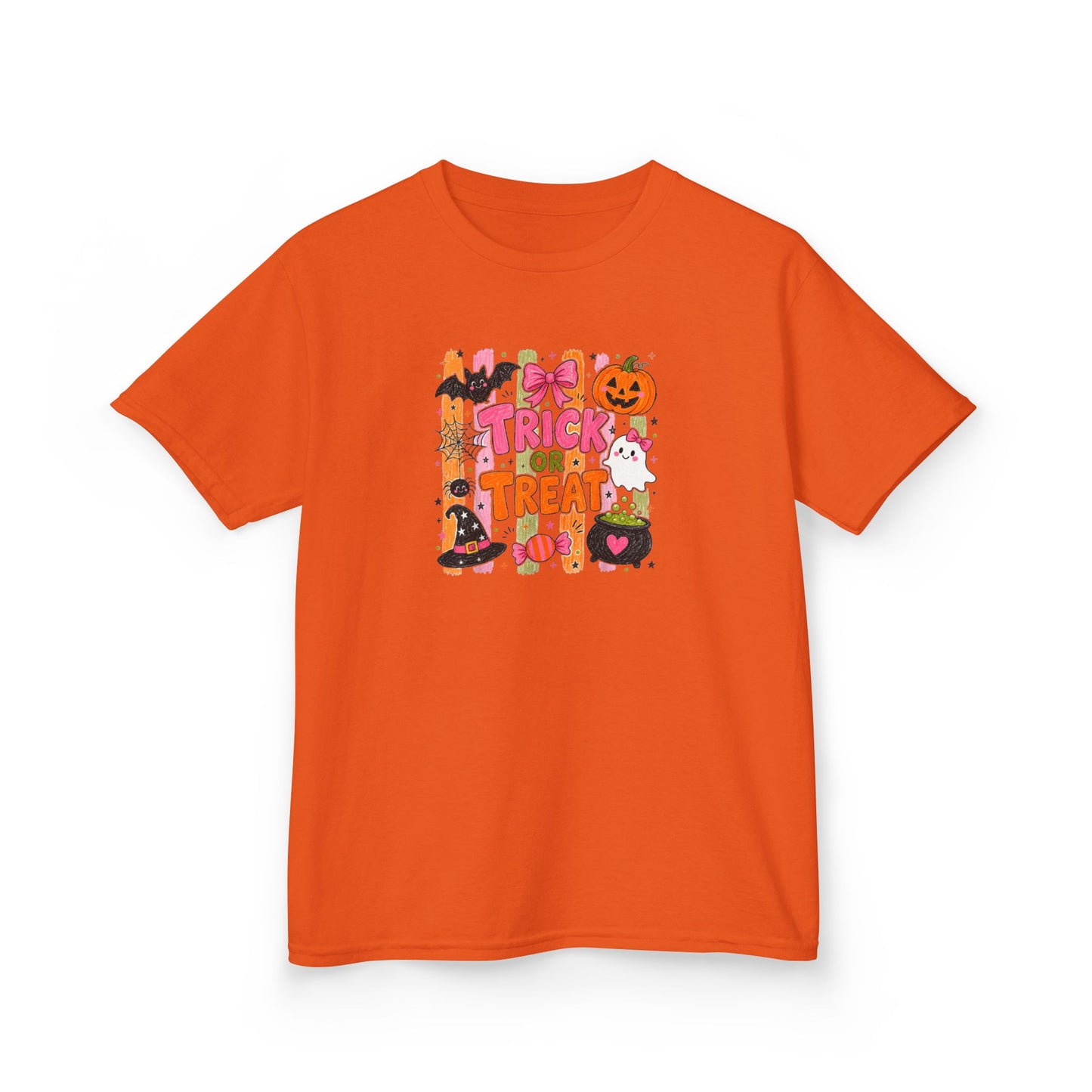 Kids Halloween Trick or Treat T-Shirt — Cute Pumpkin & Candy Graphic