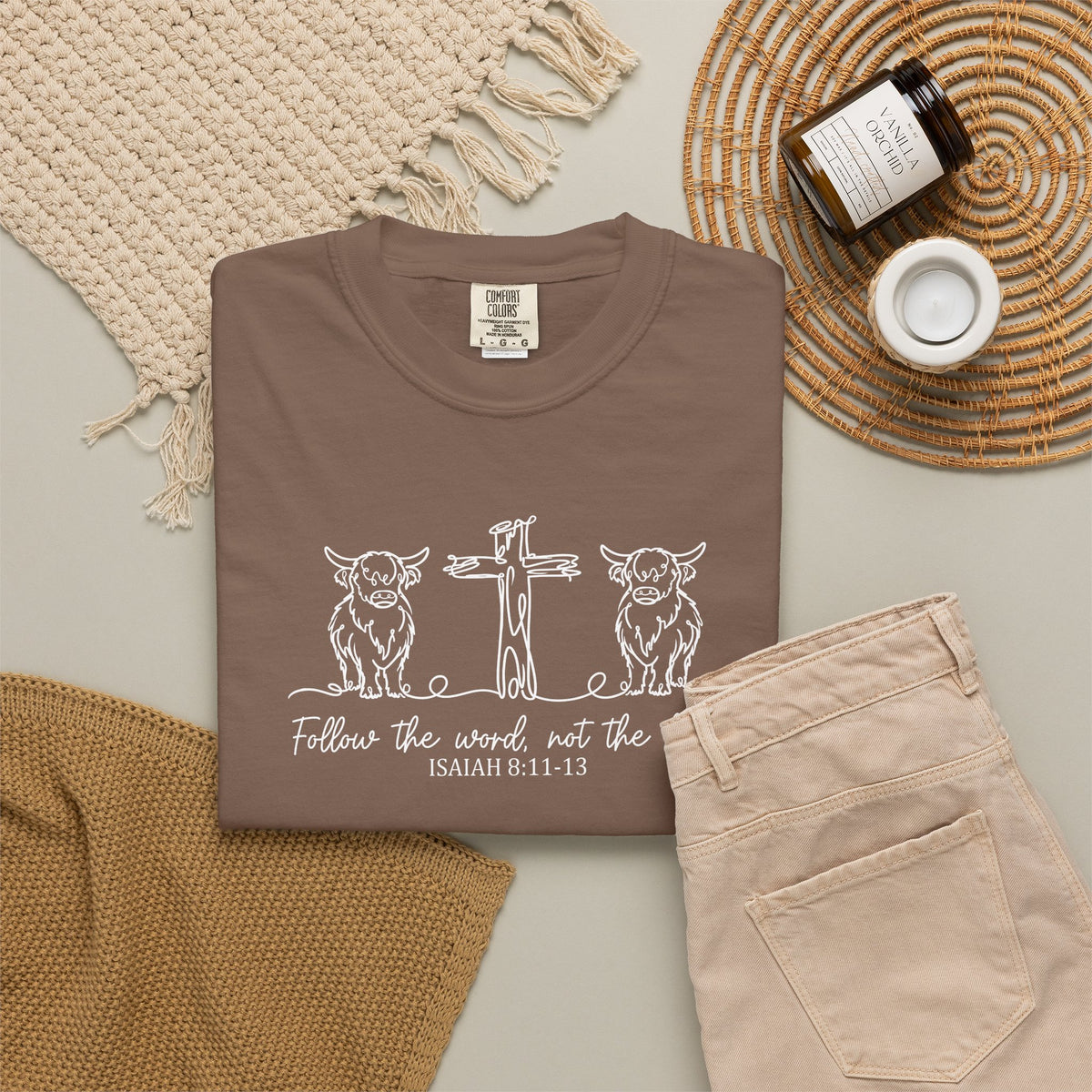 Christian Cross & Cow T-Shirt — "Follow the Word, Not the Herd" Graphic Tee