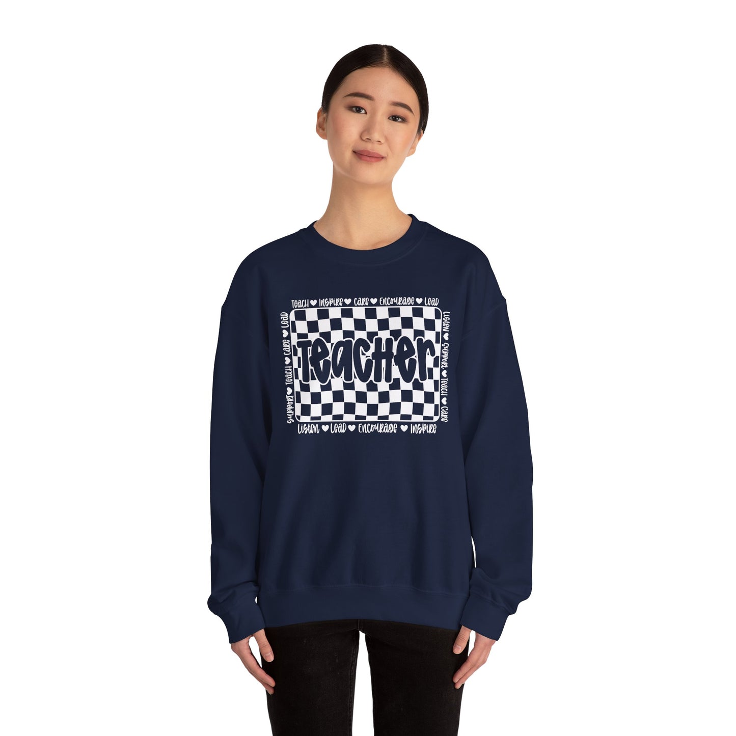 Teacher Checkered Crewneck Sweatshirt