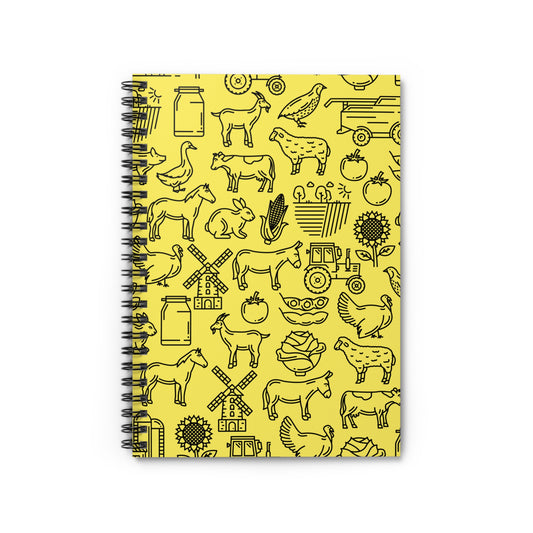 Farm Life Yellow Spiral Notebook