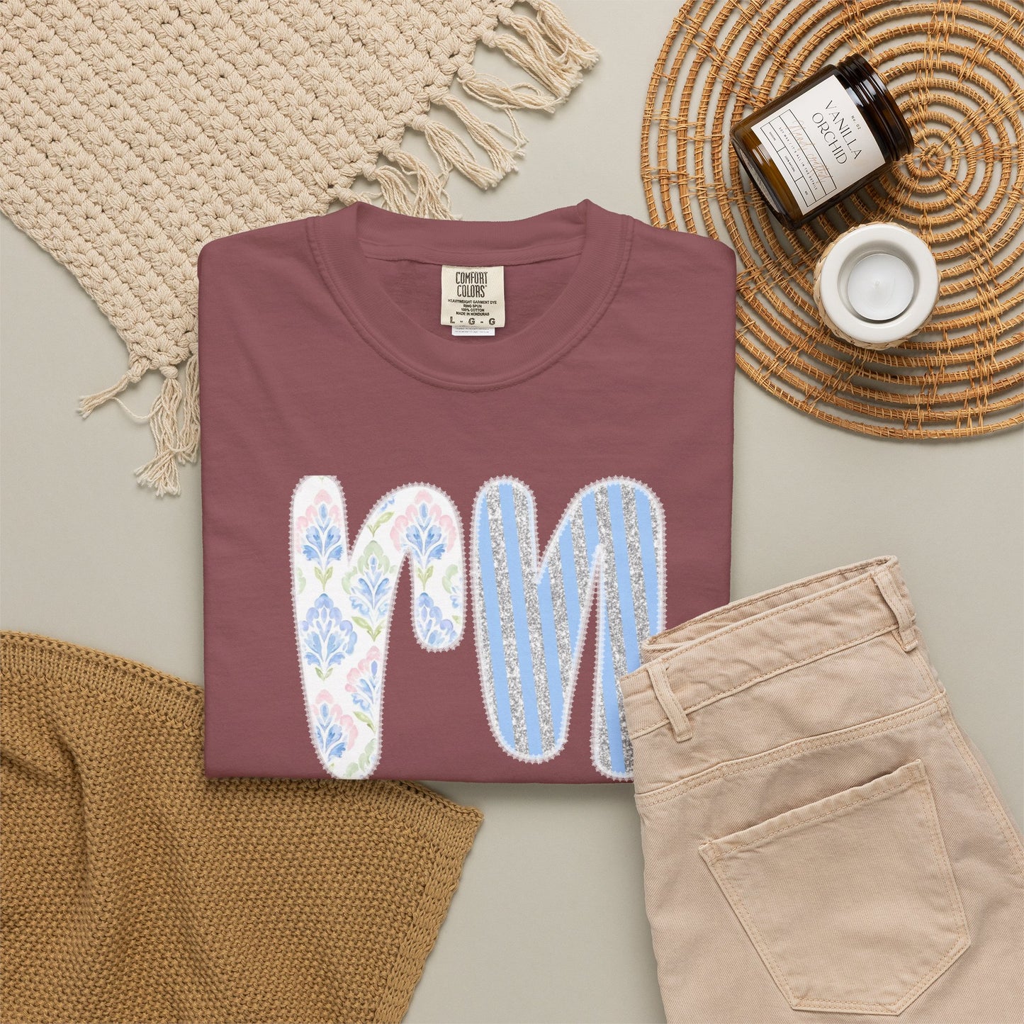 Retro 'RN' Floral Graphic T-Shirt — Garment-Dyed Casual Tee