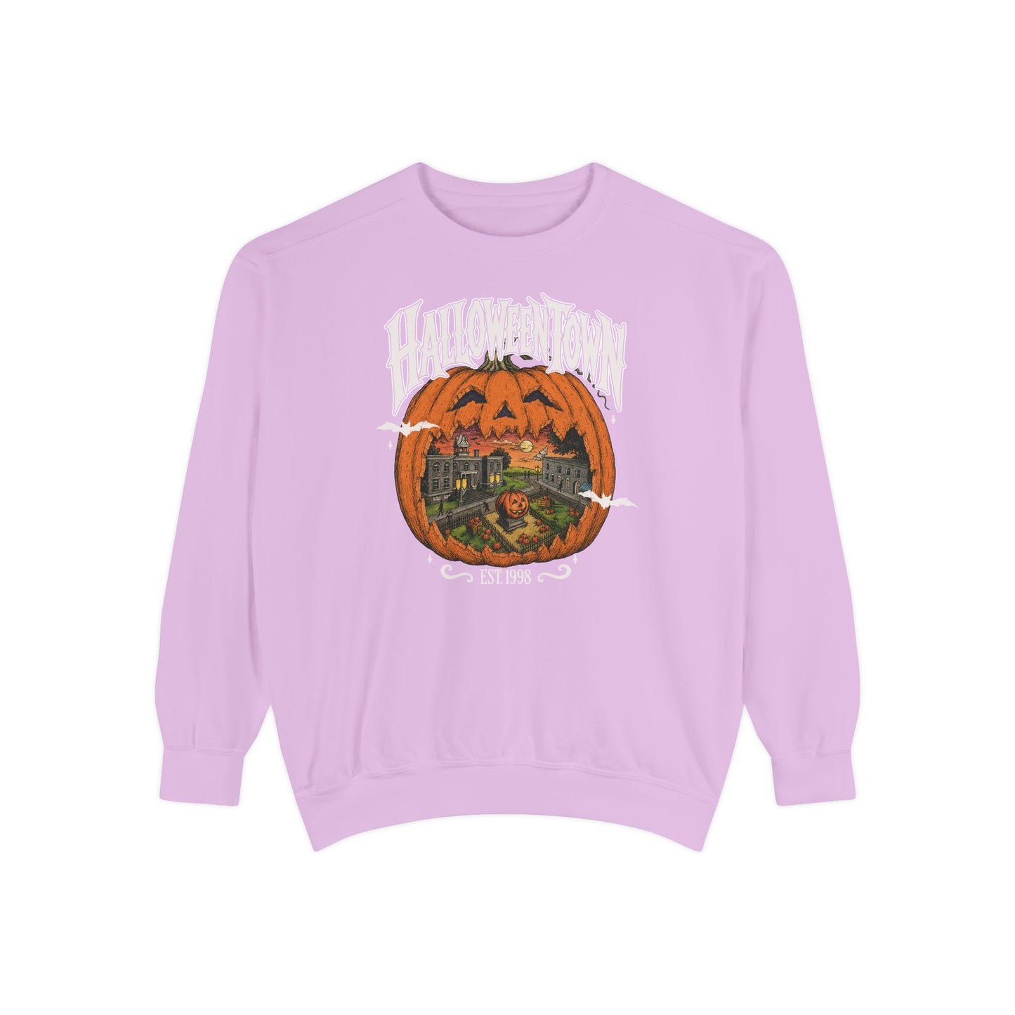 Halloweentown Pumpkin Crewneck Sweatshirt — Vintage Spooky Town Graphic
