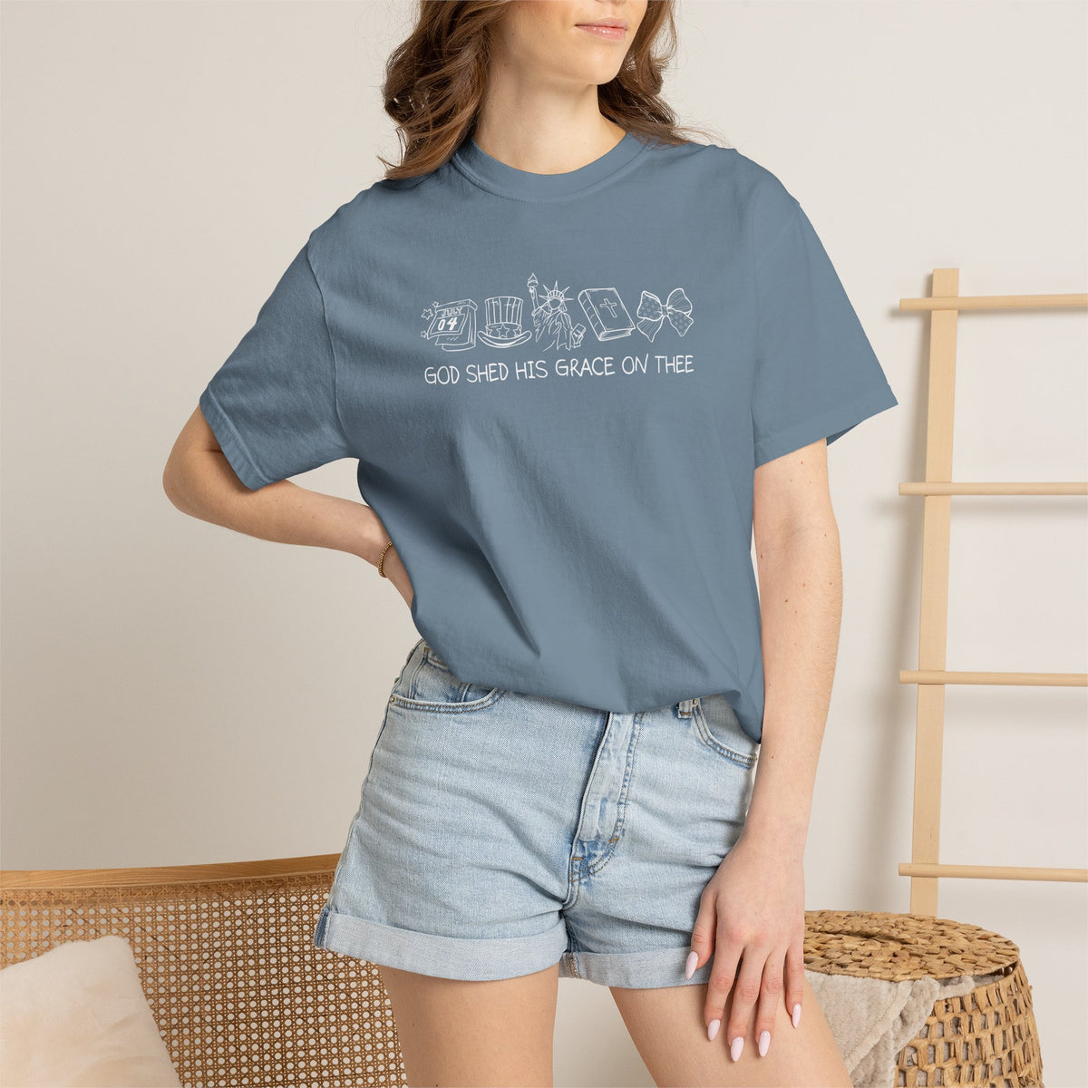 Graphic T-Shirt — 'God Shed His Grace On Thee' Minimal Line Art
