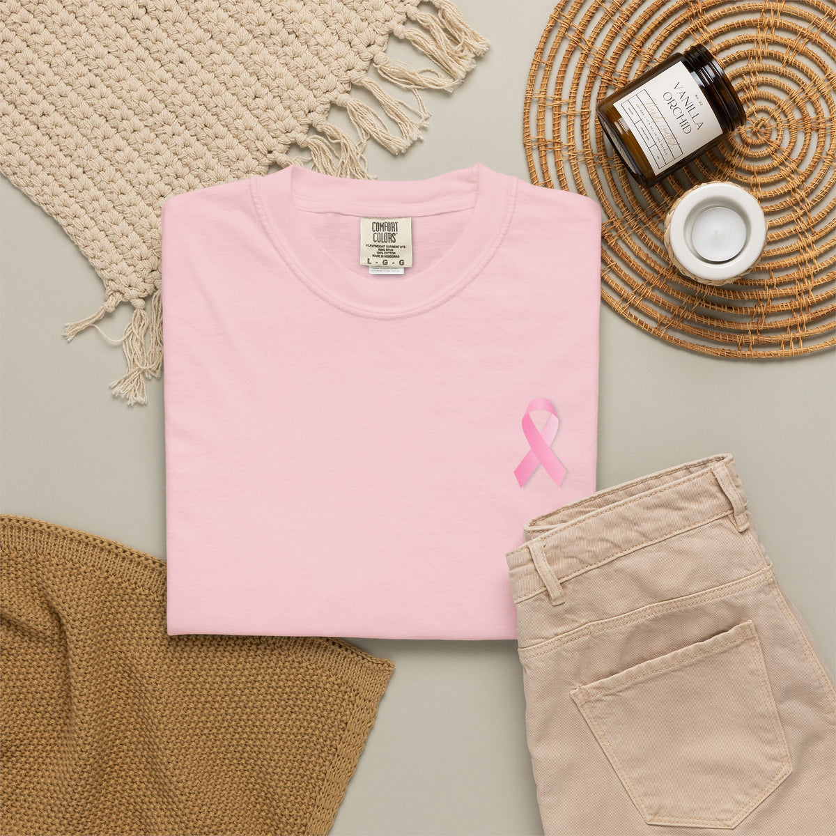 Breast Cancer Awareness T-Shirt — "No One Fights Alone" Flag Tee