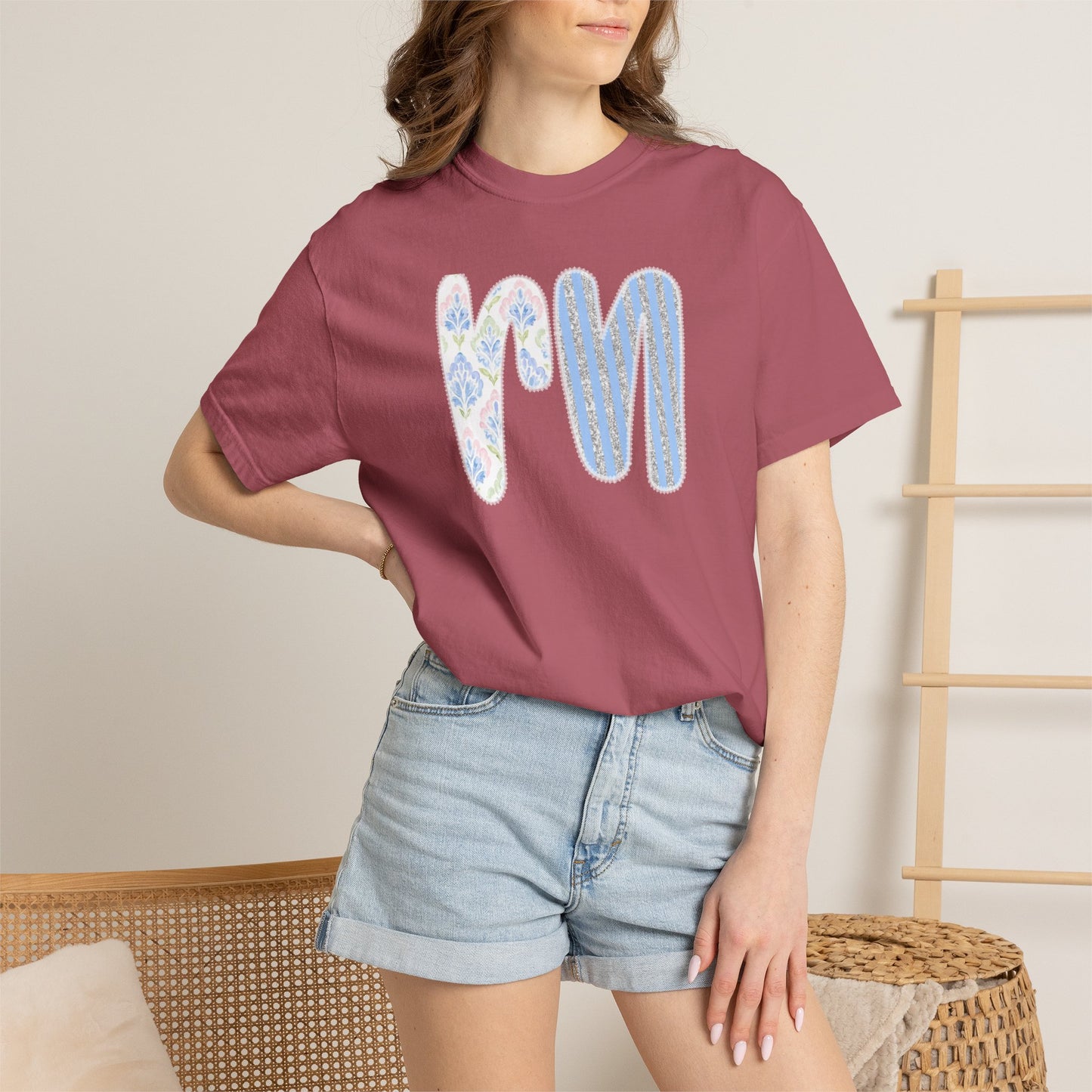 Retro 'RN' Floral Graphic T-Shirt — Garment-Dyed Casual Tee