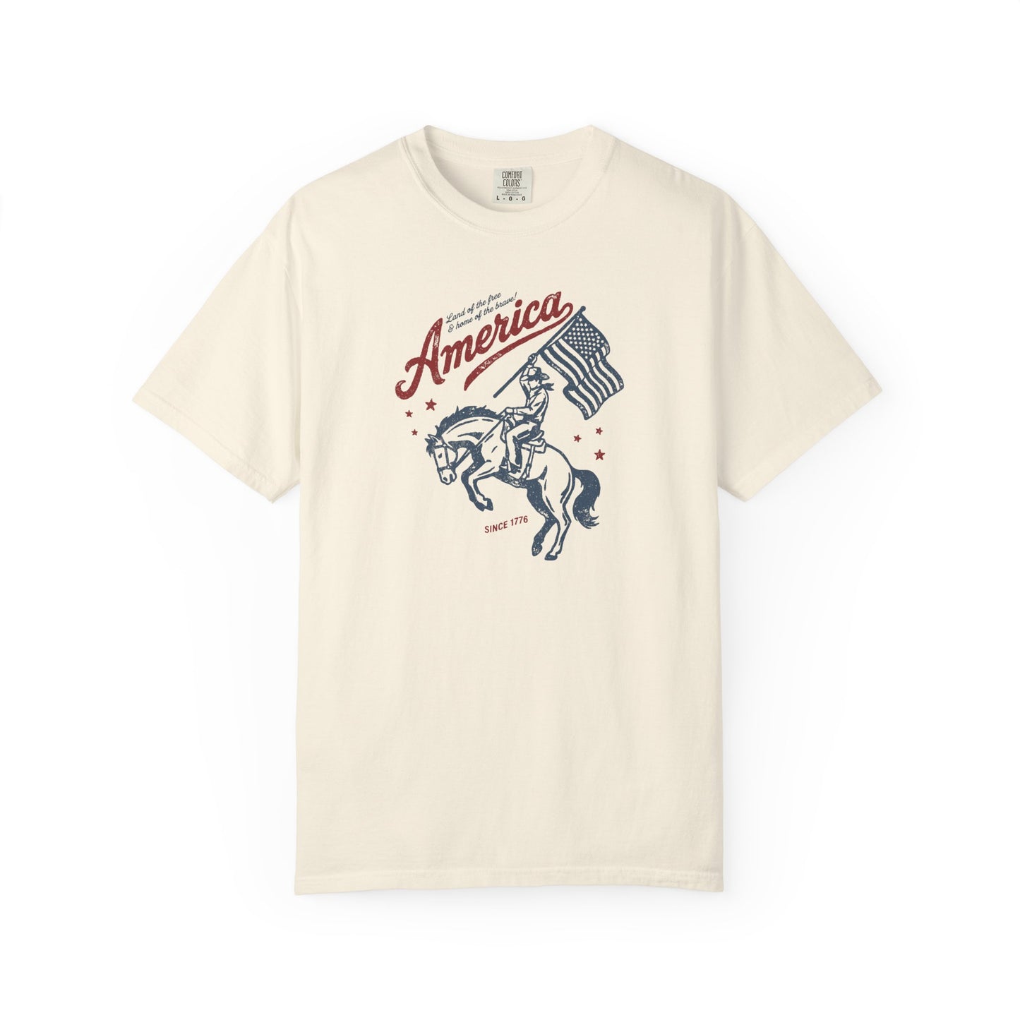 America Cowboy Flag T-Shirt – Retro Patriotic Rodeo Tee