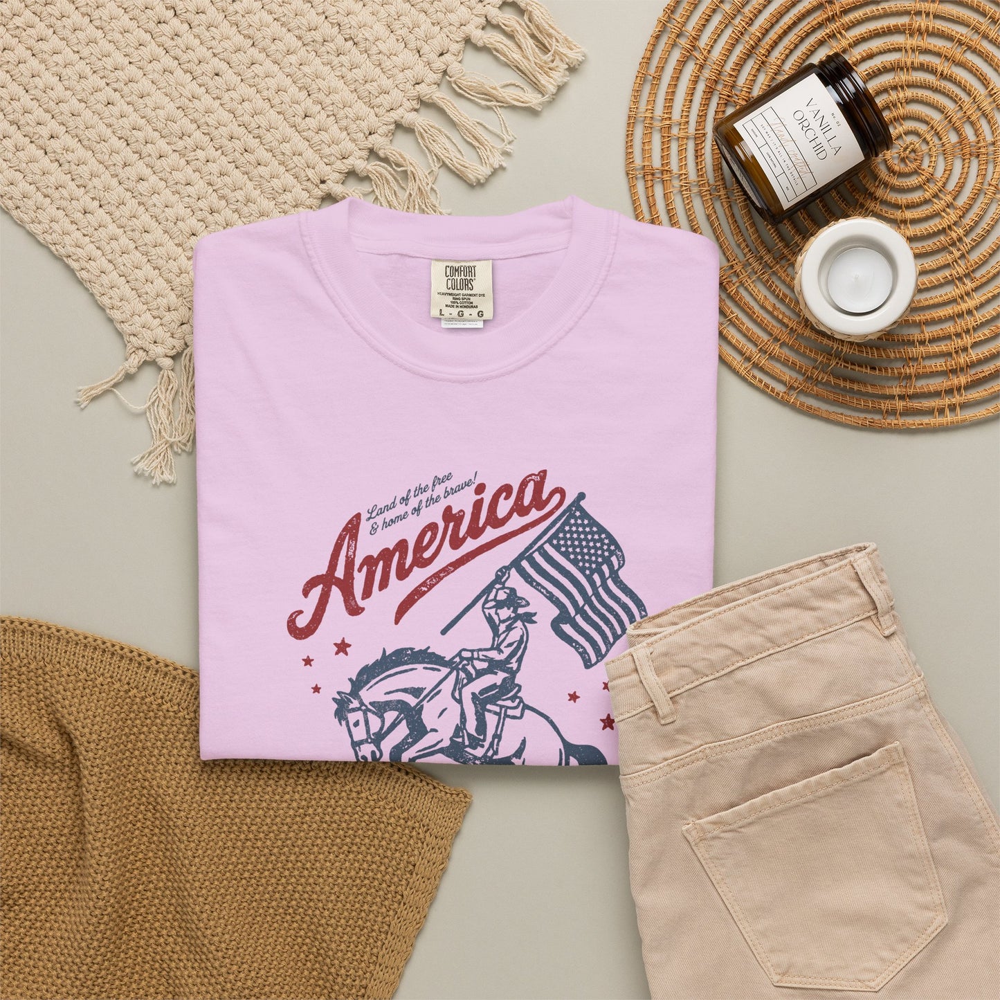 America Cowboy Flag T-Shirt – Retro Patriotic Rodeo Tee