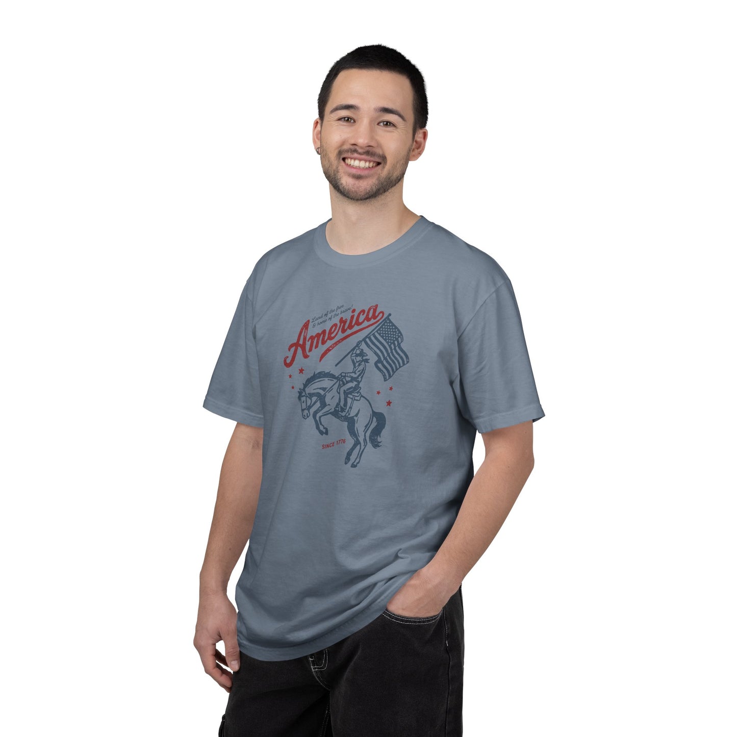 America Cowboy Flag T-Shirt – Retro Patriotic Rodeo Tee
