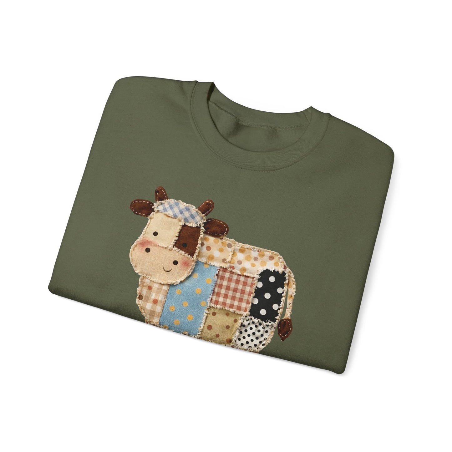 Patchwork Cow Print Sweatshirt — Cute Farm Animal Crewneck