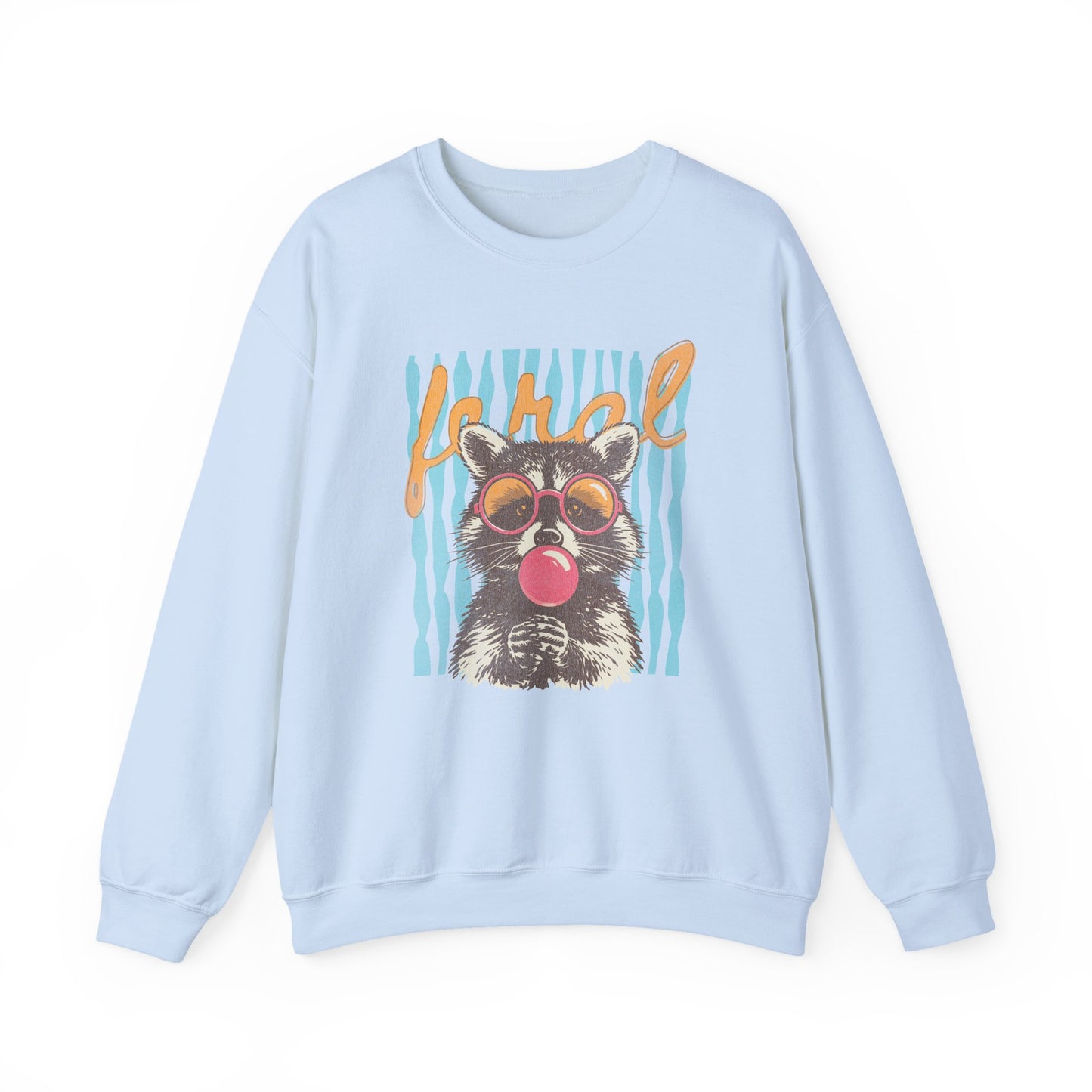 Crewneck Sweatshirt — Retro Raccoon Bubblegum Design