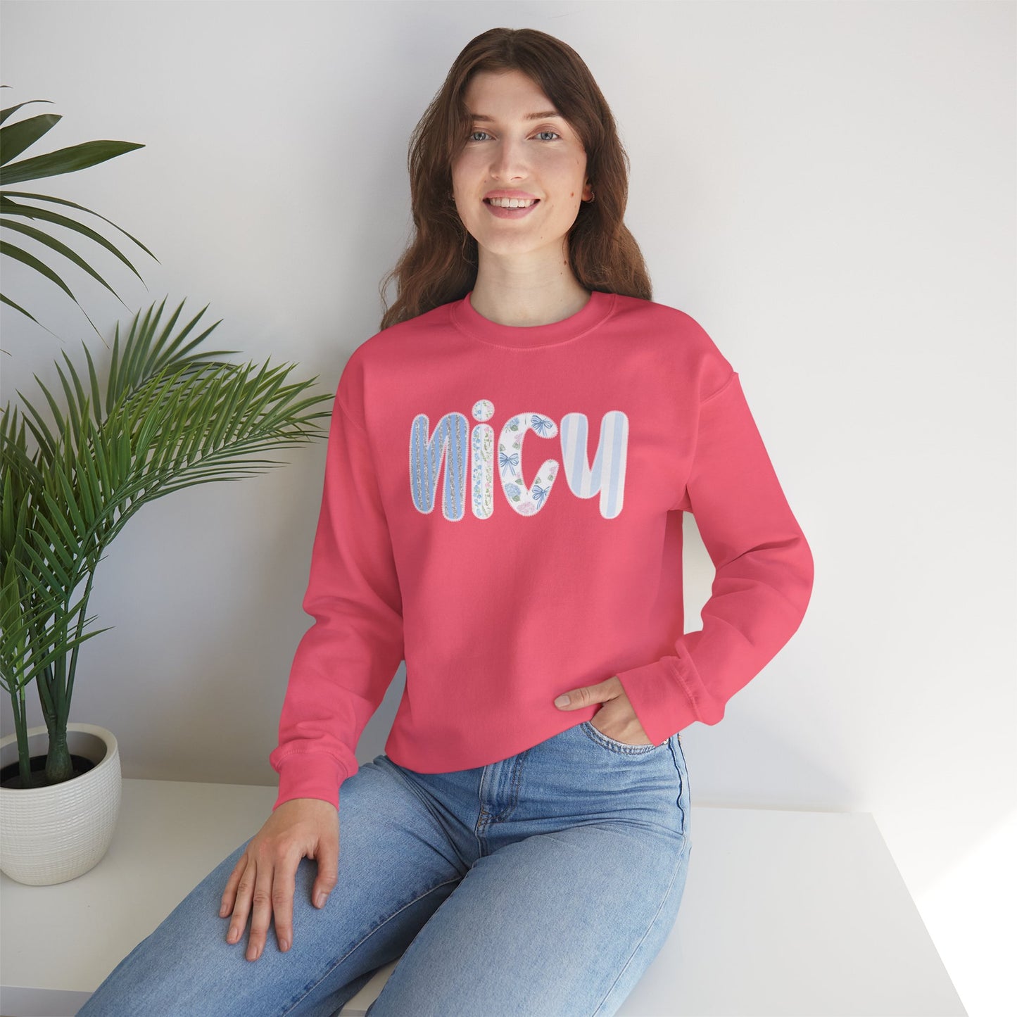 Cozy 'NICU' Pastel Pattern Crewneck Sweatshirt