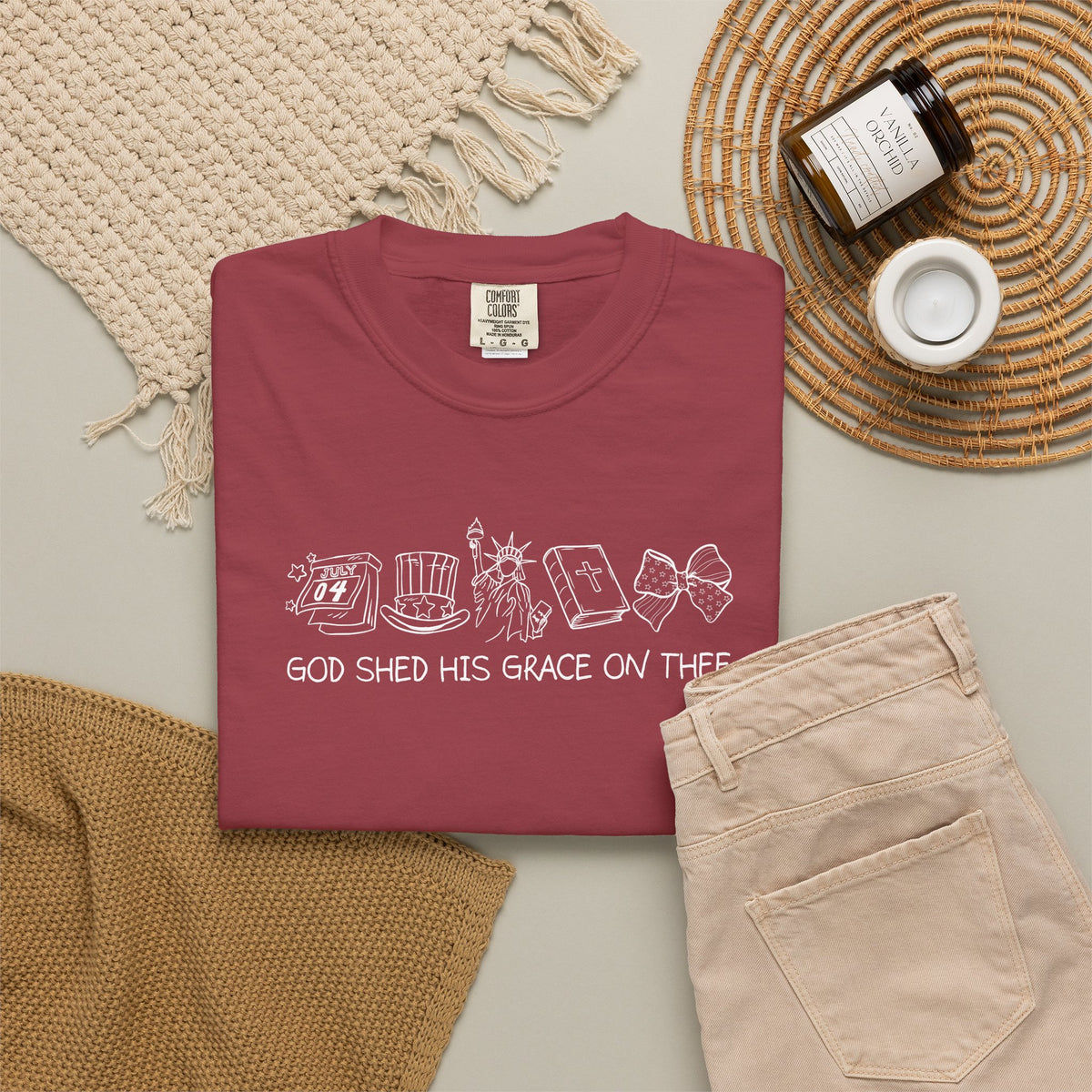 Graphic T-Shirt — 'God Shed His Grace On Thee' Minimal Line Art